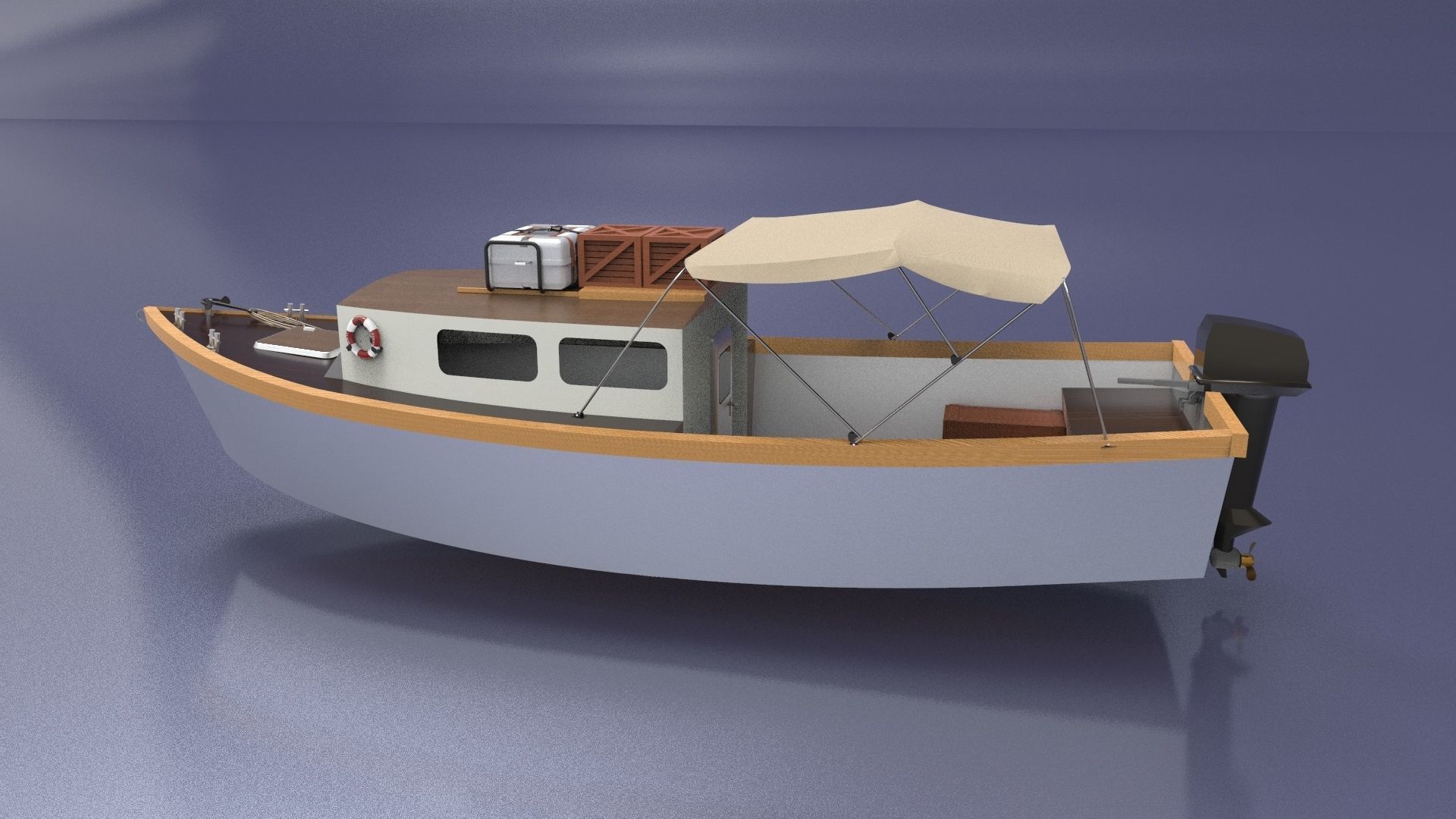 river ship or boat equipped with a full complement 3D model_5