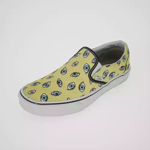 Yellow Eye-Pattern Sneakers Slip-on Shoe 3D model