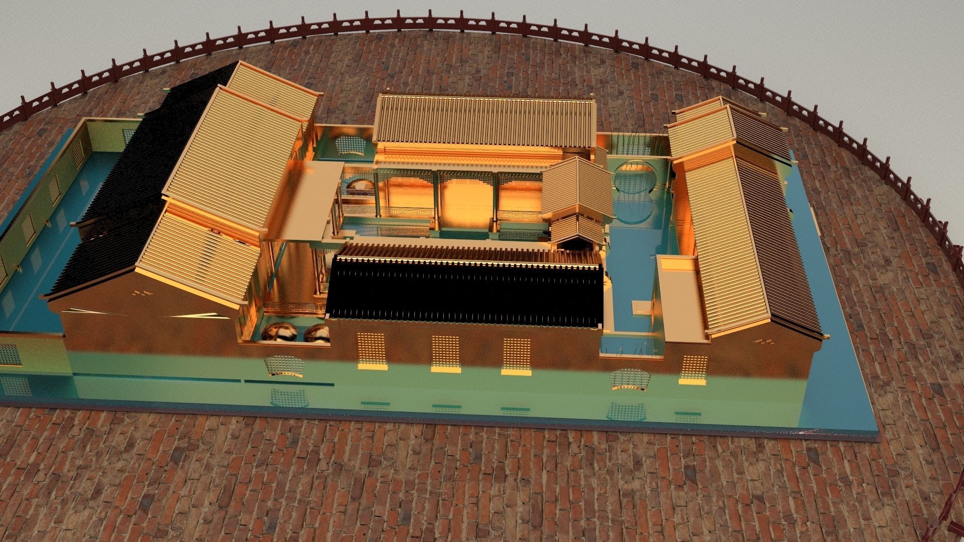 Chinese ancient courtyard house 3D model_4