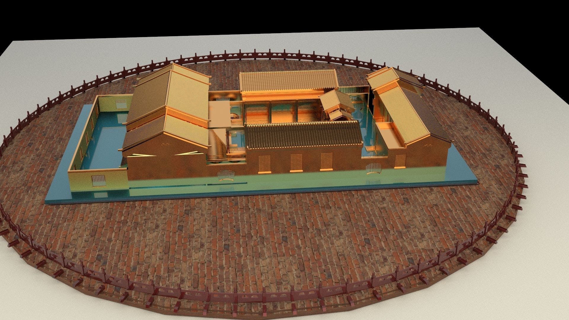 Chinese ancient courtyard house 3D model_2