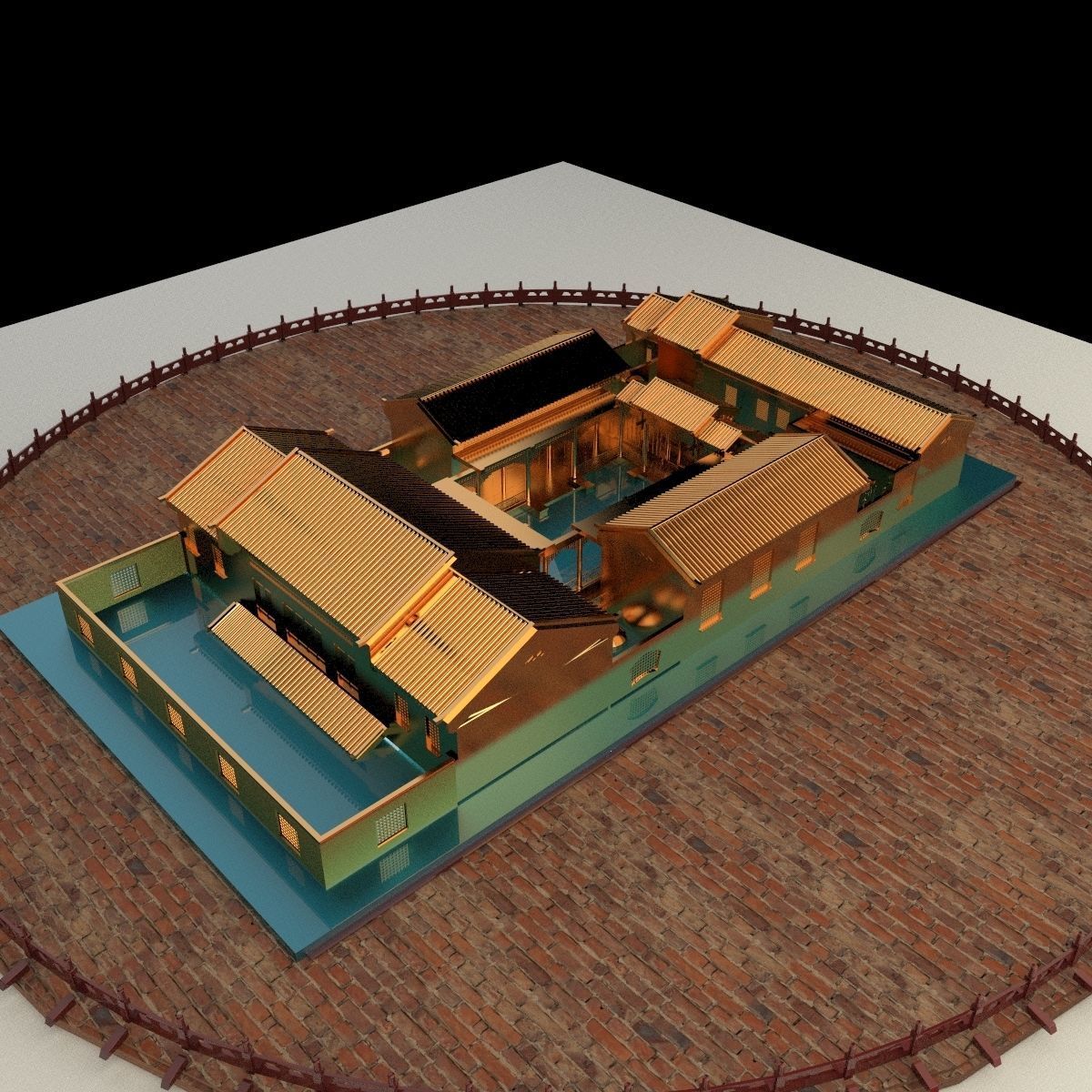 Chinese ancient courtyard house 3D model_5