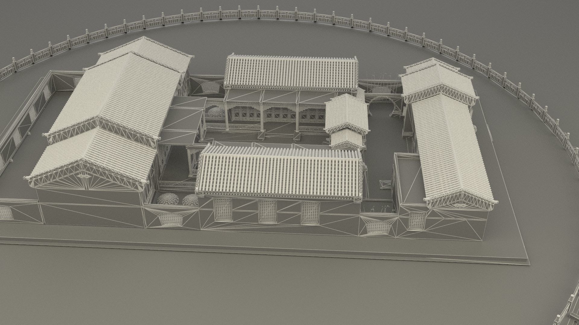 Chinese ancient courtyard house 3D model_6