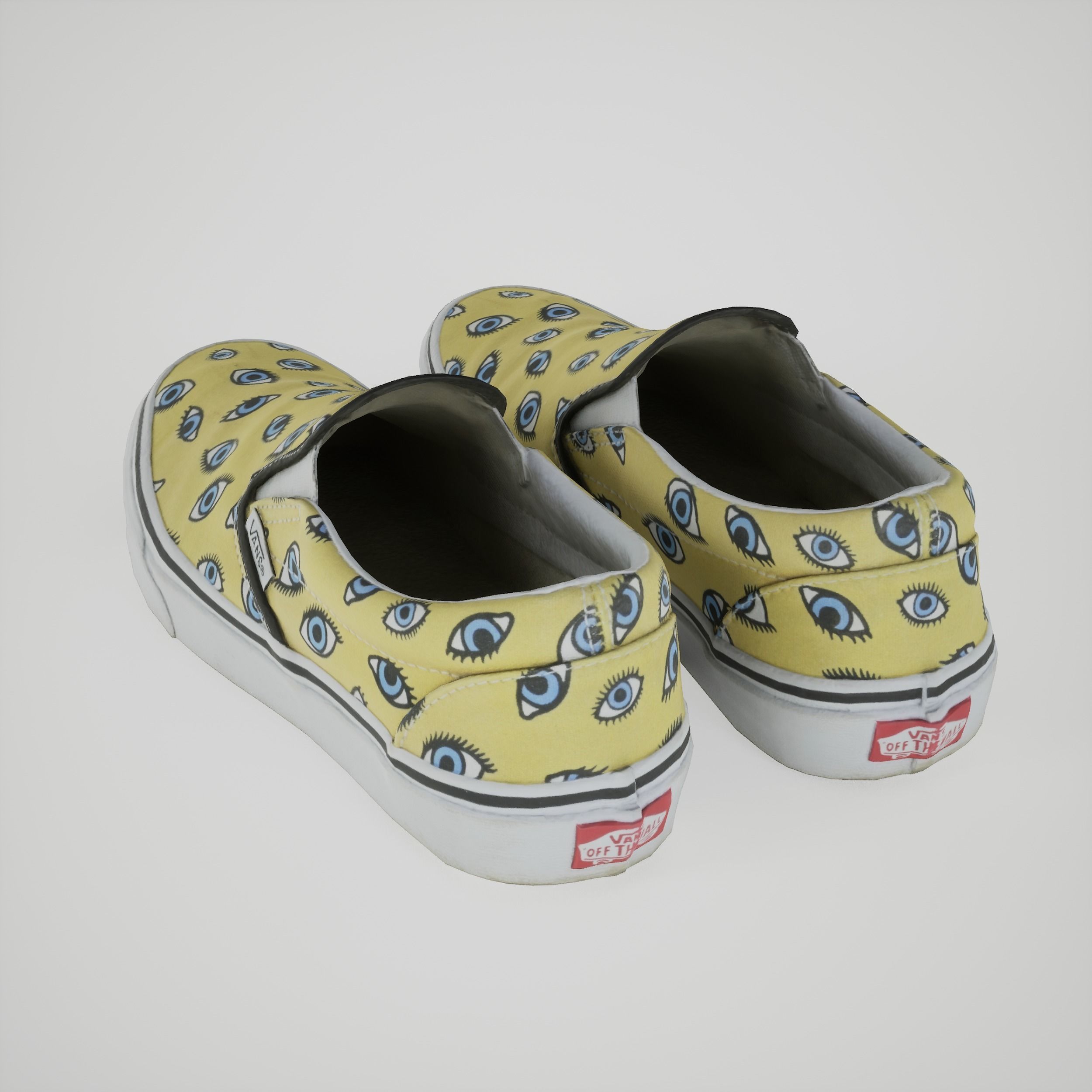 Game-ready Yellow Eye-Pattern Sneakers Slip-on Shoe Low-poly 3D model_2
