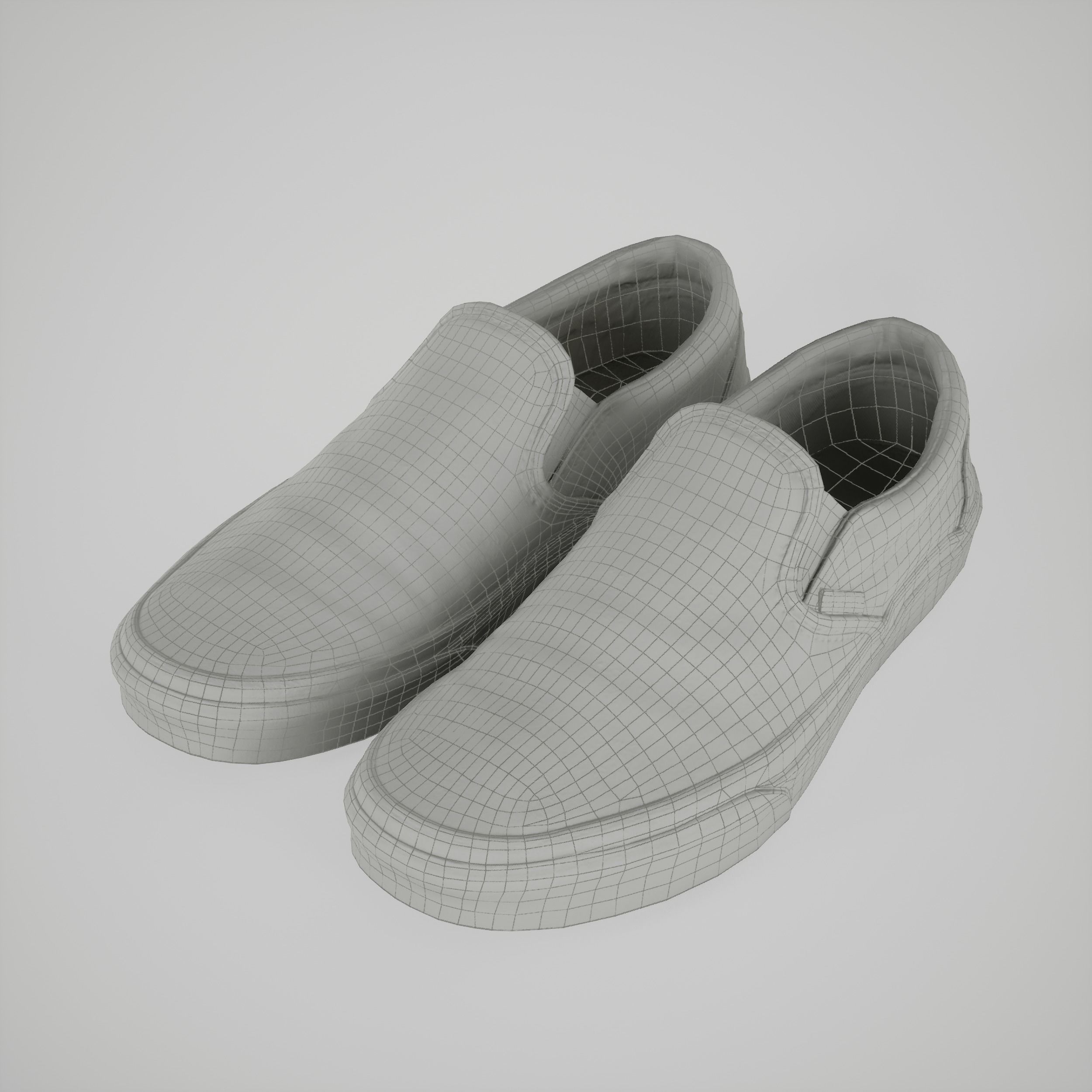 Game-ready Yellow Eye-Pattern Sneakers Slip-on Shoe Low-poly 3D model_9