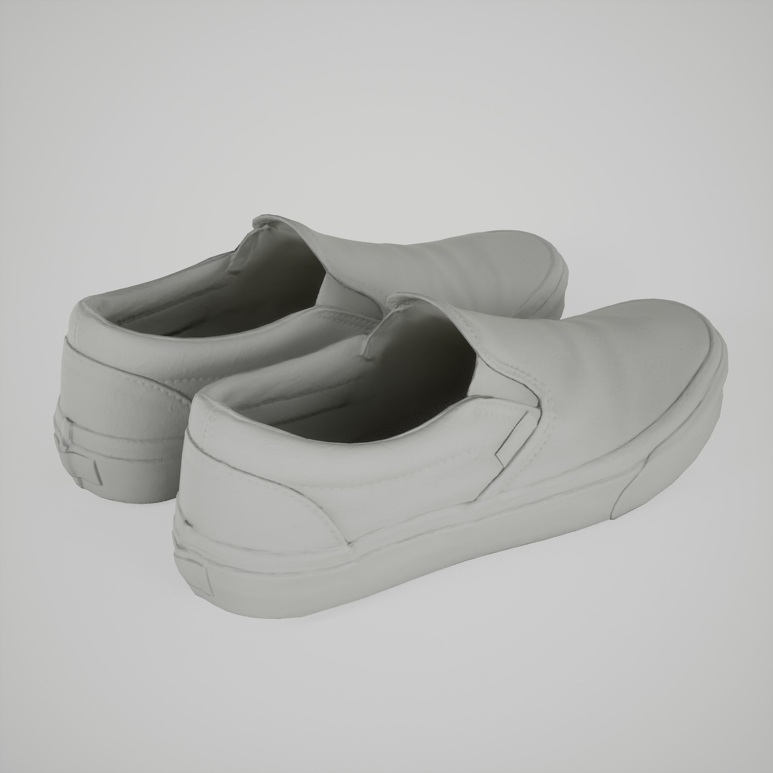 Game-ready Yellow Eye-Pattern Sneakers Slip-on Shoe Low-poly 3D model_8