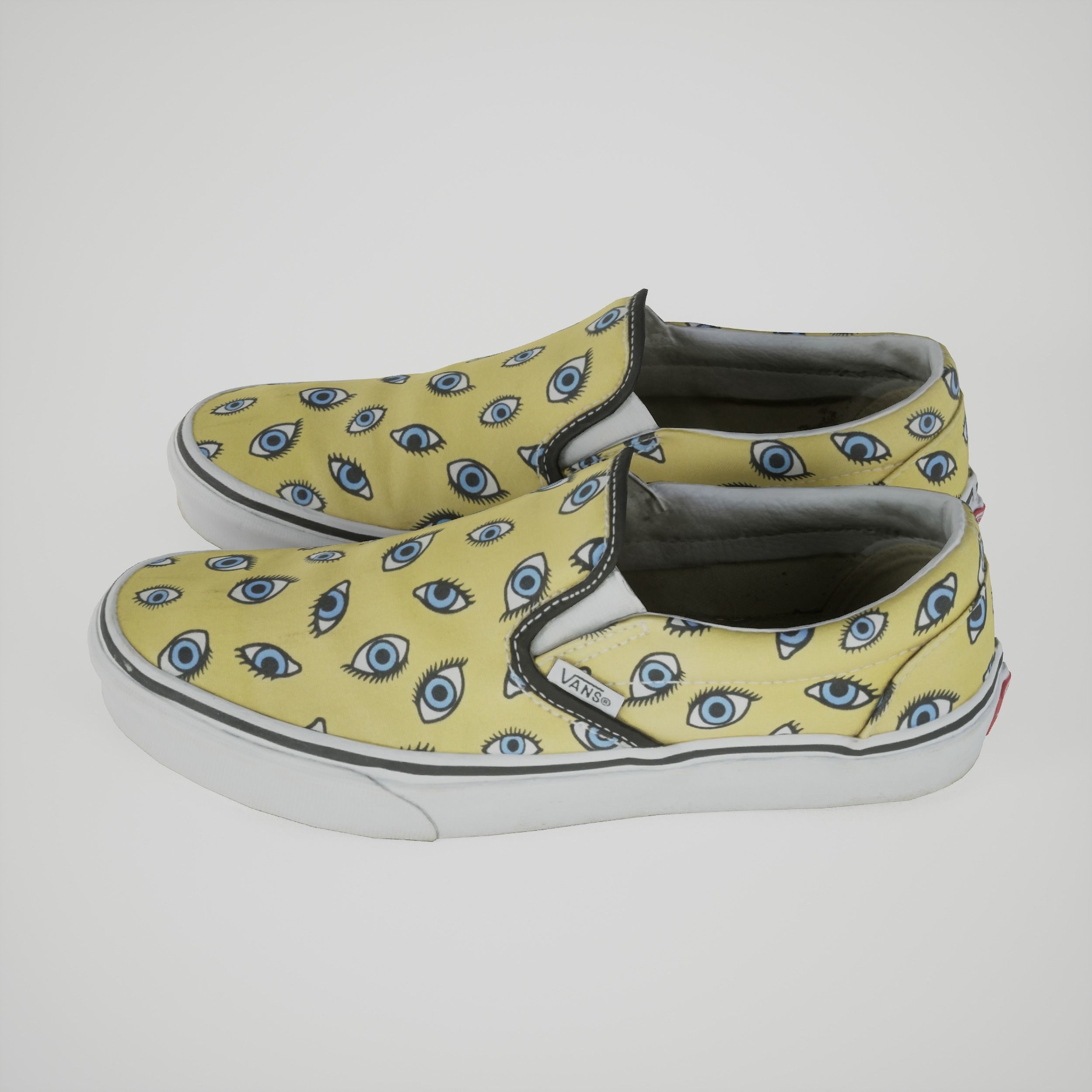 Game-ready Yellow Eye-Pattern Sneakers Slip-on Shoe Low-poly 3D model_1