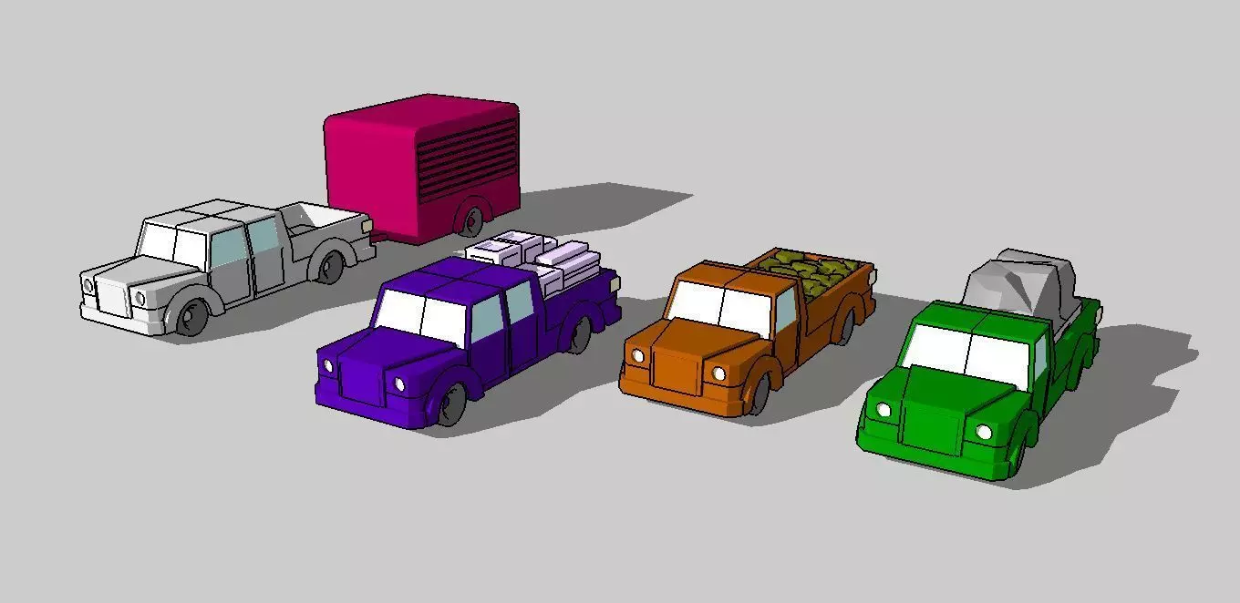 Pick-up Truck Set by Outland Models 3D Printable 3D print model