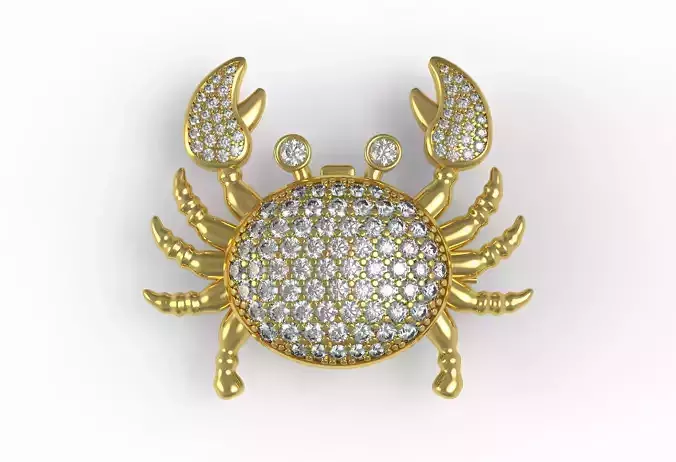 Unique Crab Diamond Brooch 3D print model