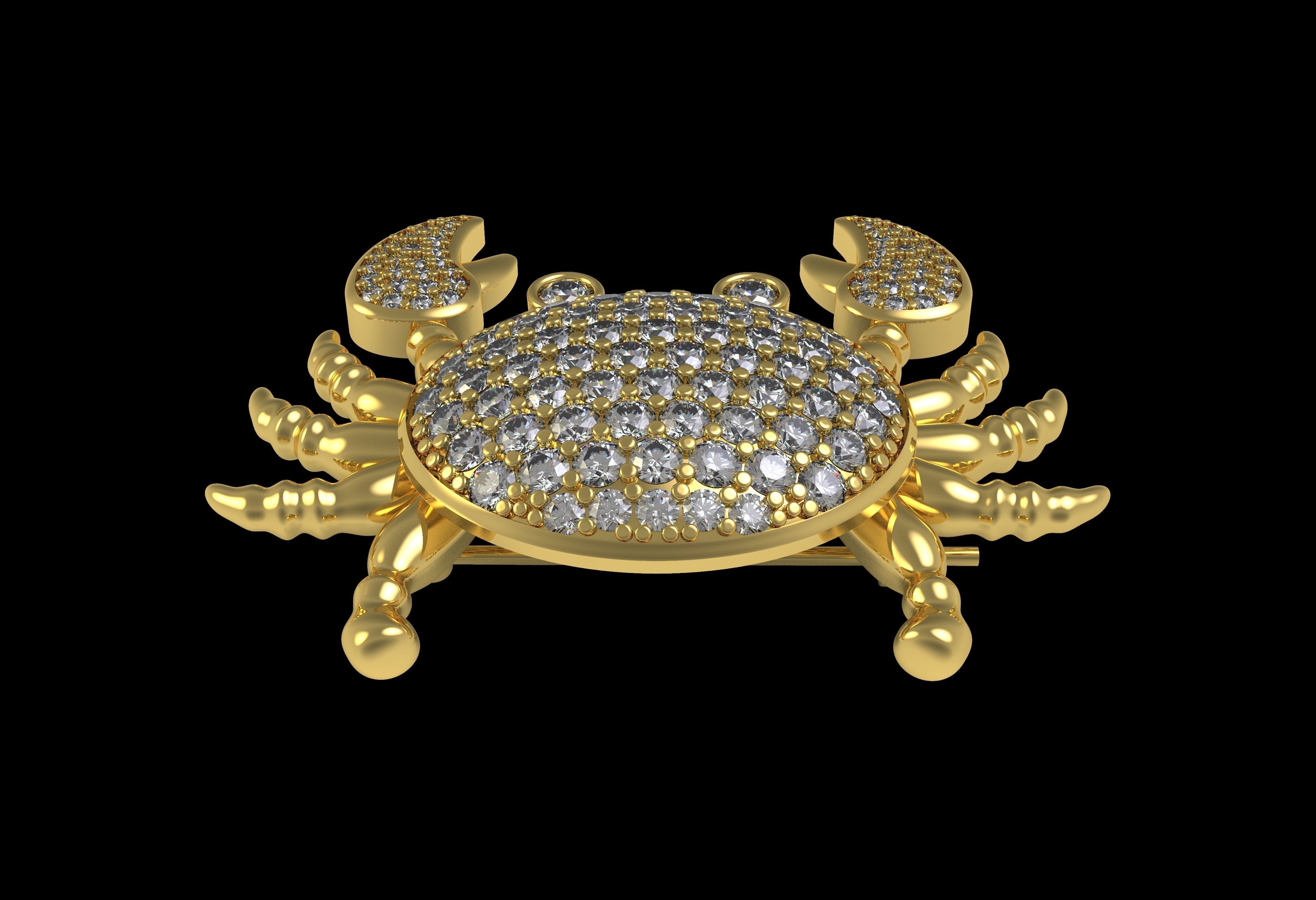 Unique Crab Diamond Brooch 3D print model_12
