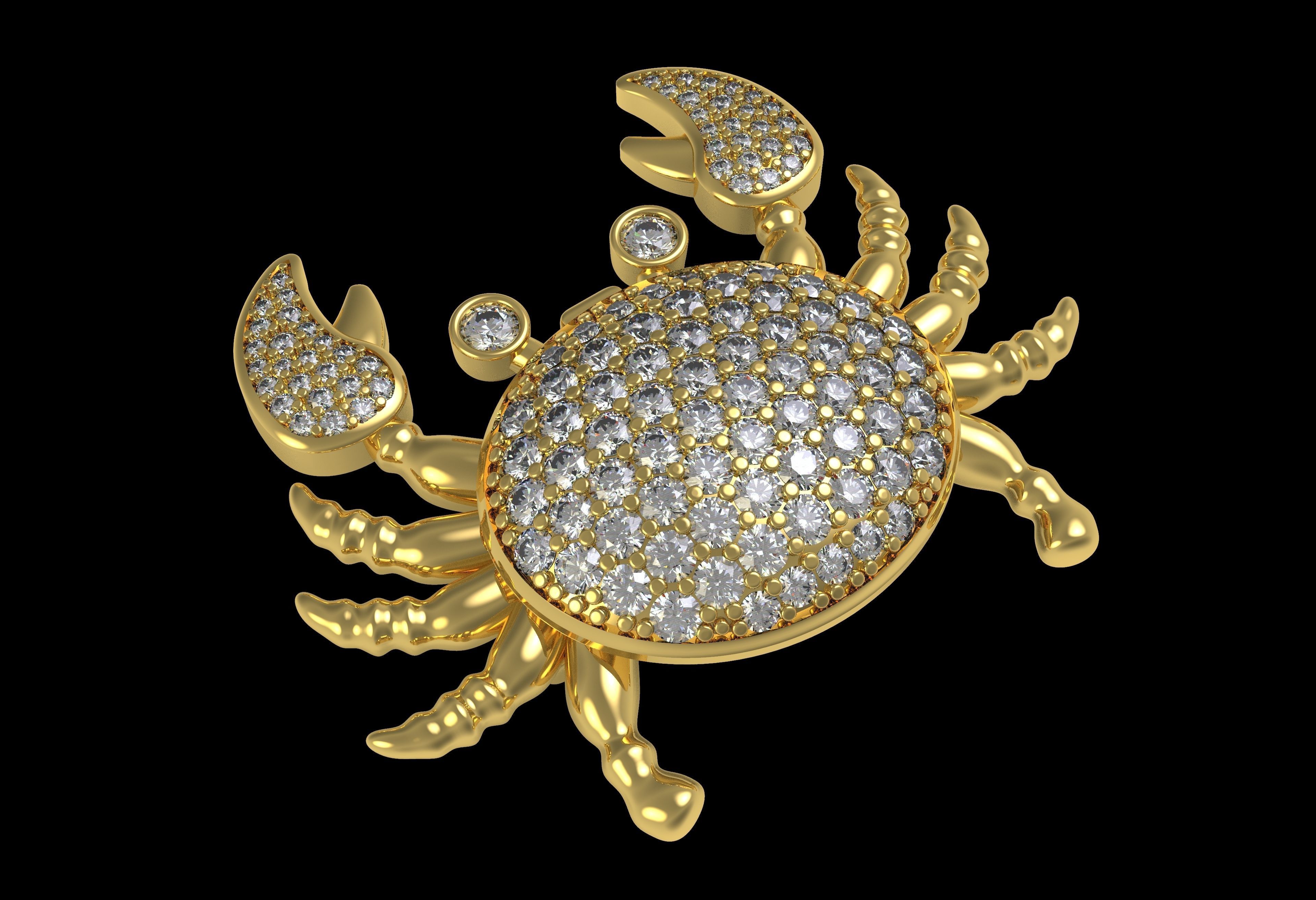 Unique Crab Diamond Brooch 3D print model_13