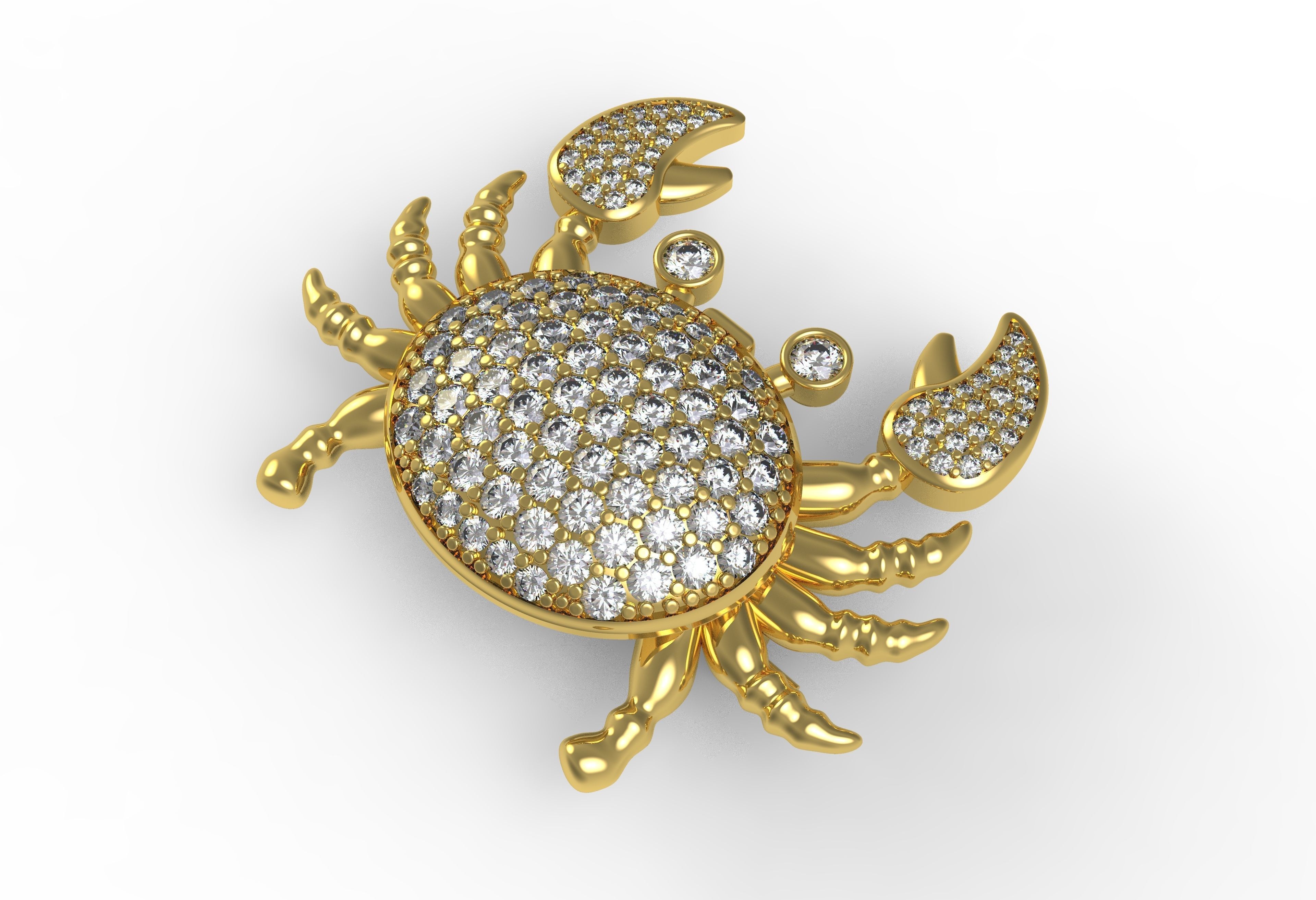 Unique Crab Diamond Brooch 3D print model_4