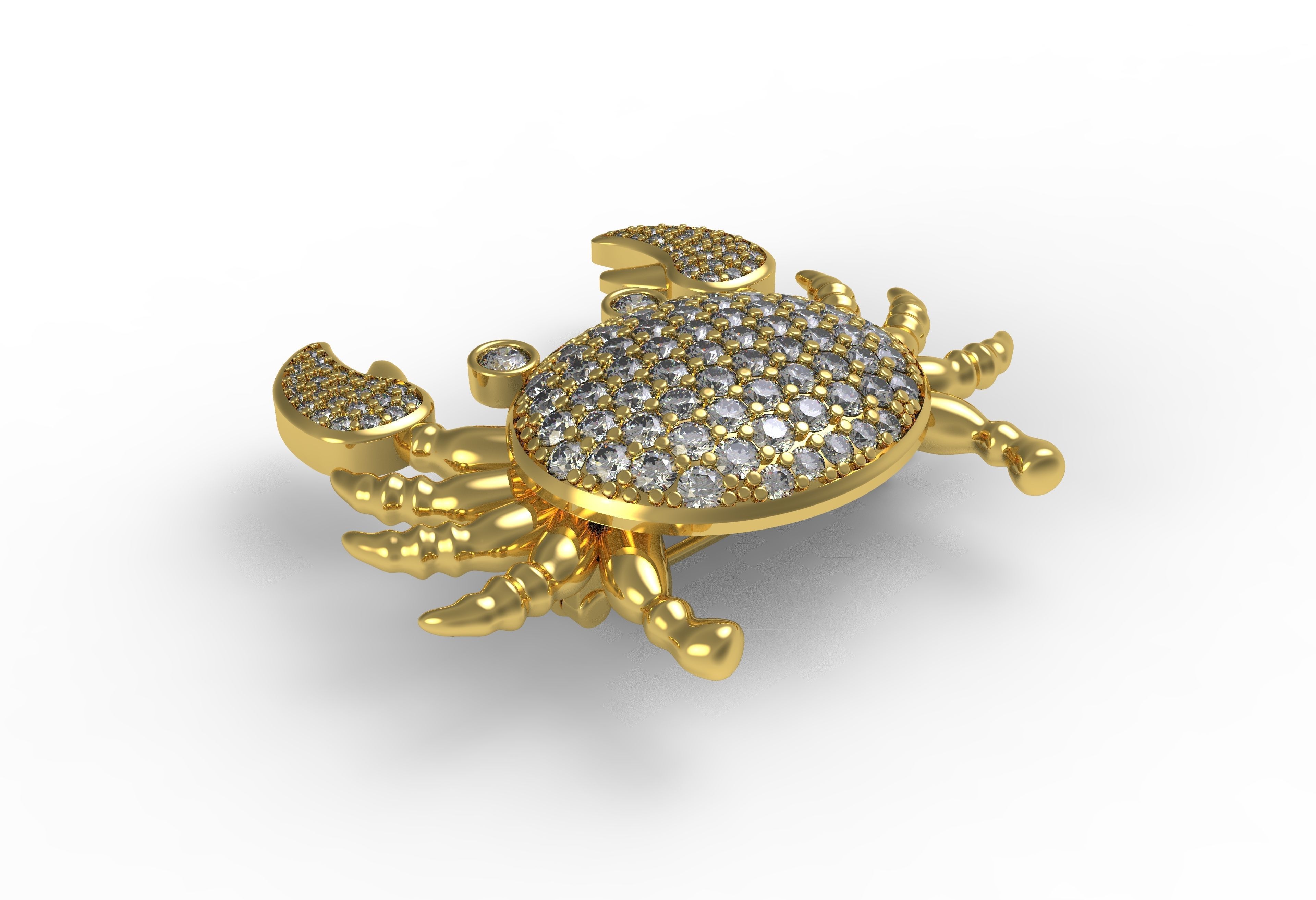 Unique Crab Diamond Brooch 3D print model_6