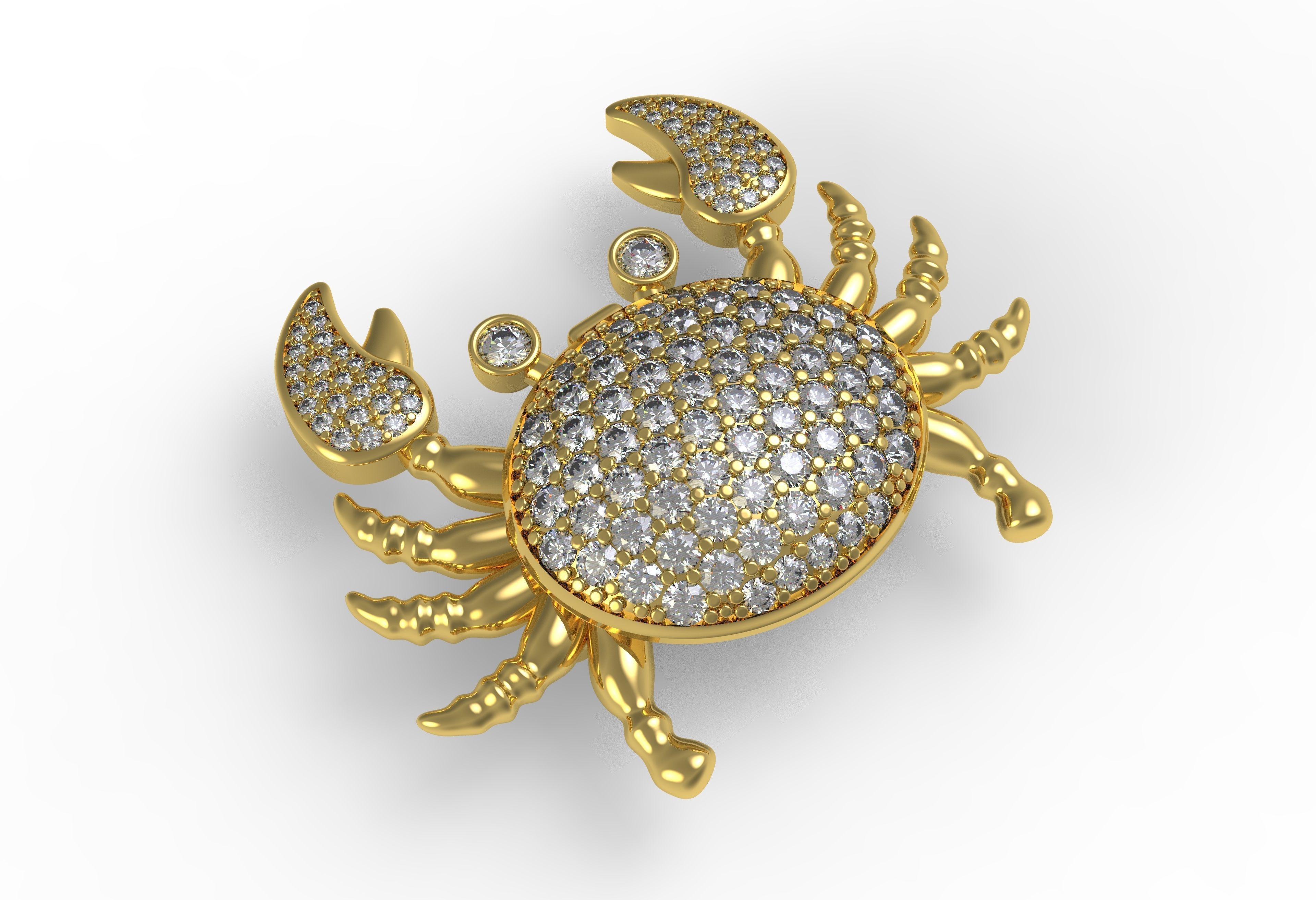 Unique Crab Diamond Brooch 3D print model_5