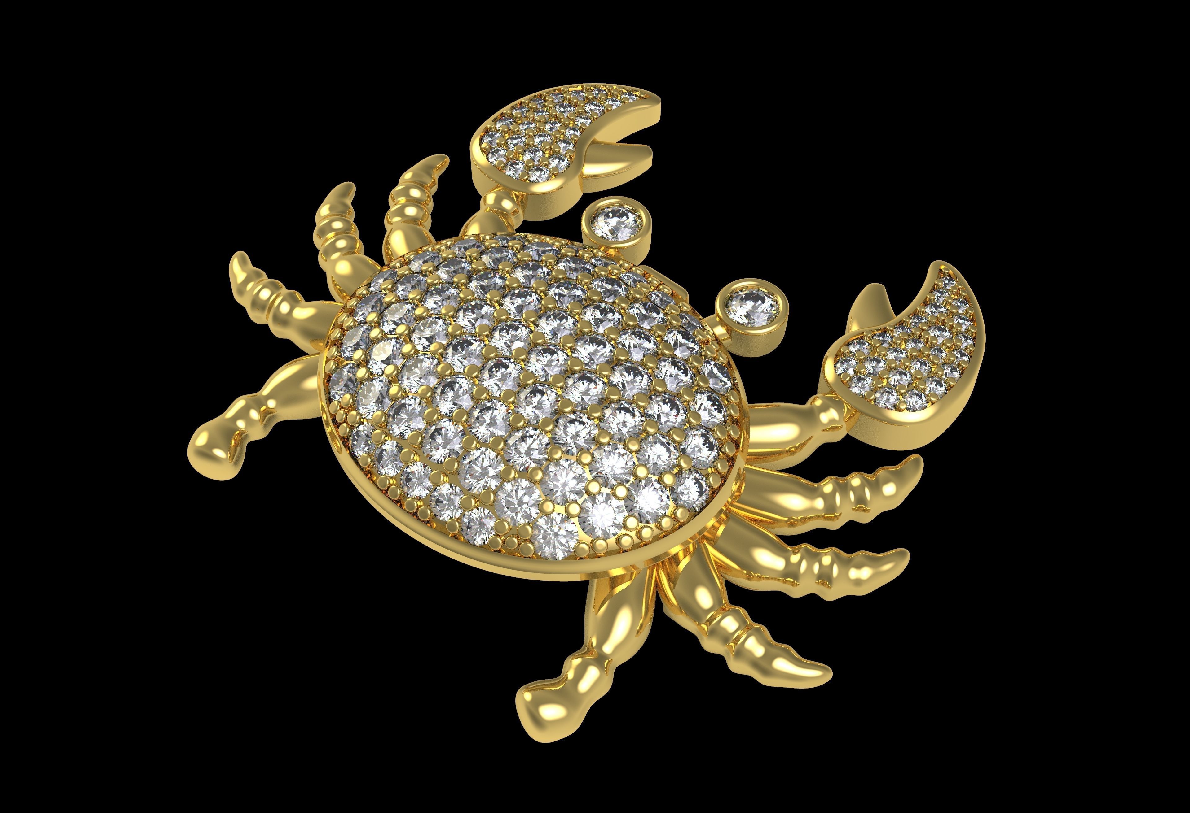 Unique Crab Diamond Brooch 3D print model_14