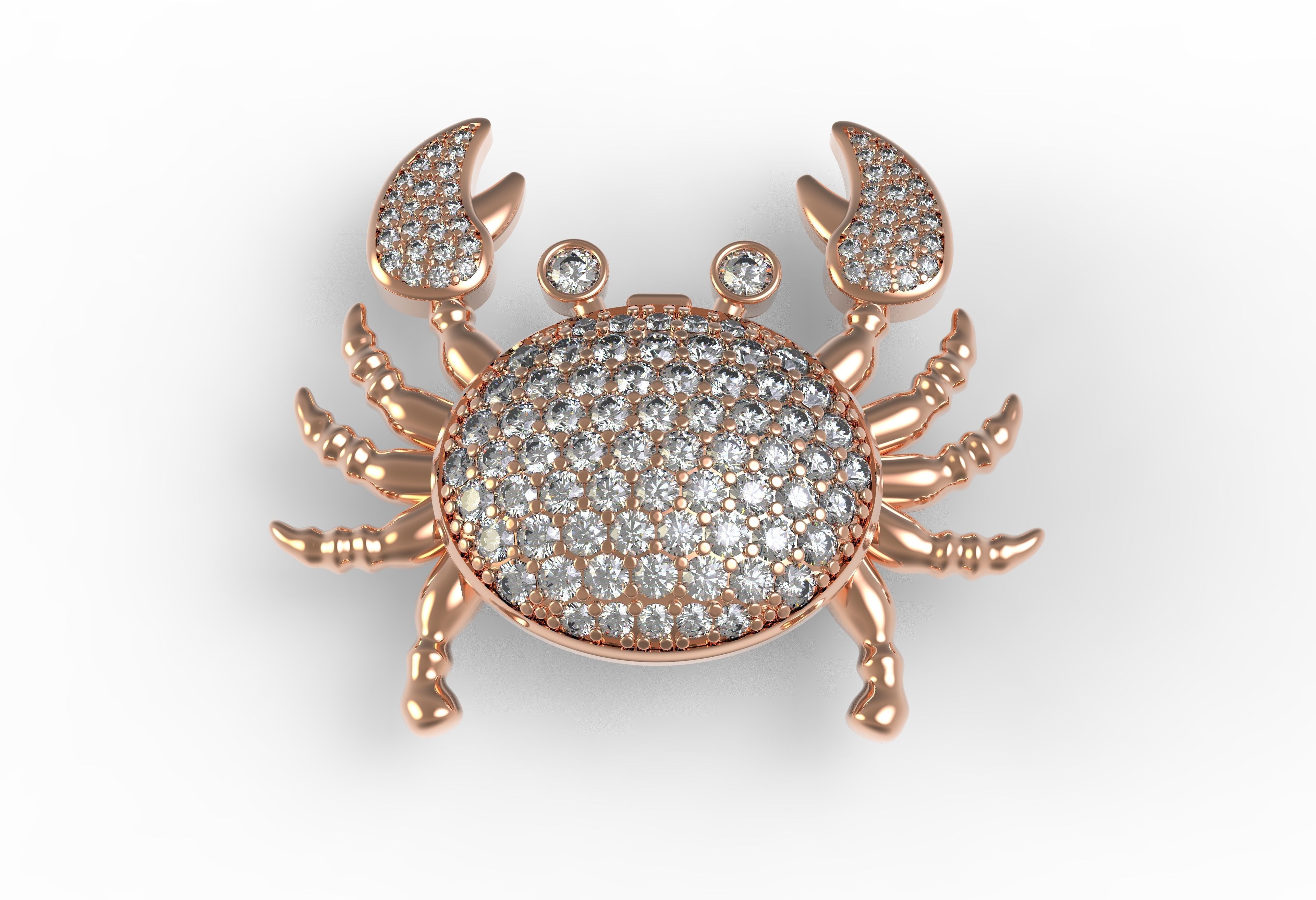 Unique Crab Diamond Brooch 3D print model_7