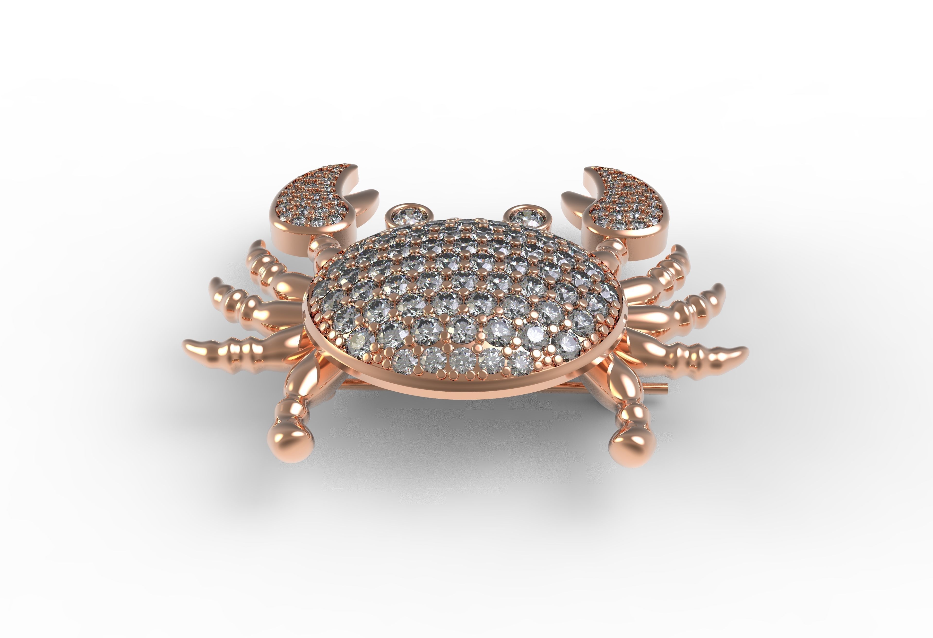 Unique Crab Diamond Brooch 3D print model_8