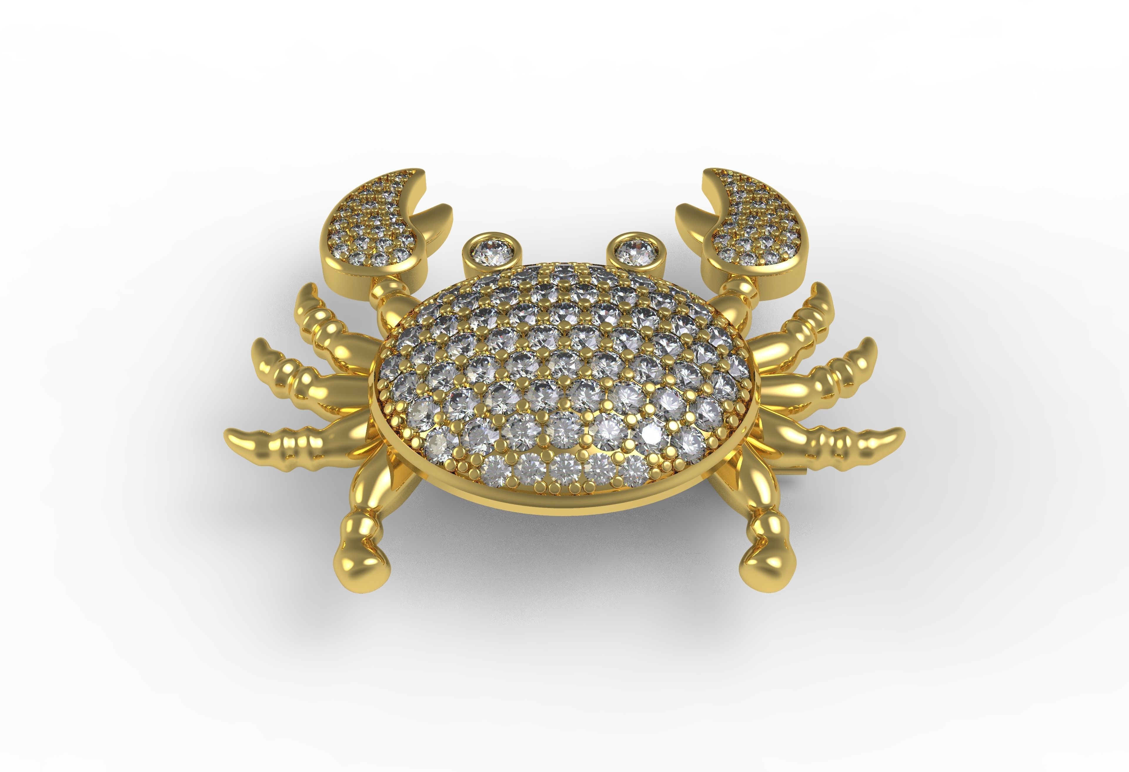 Unique Crab Diamond Brooch 3D print model_3