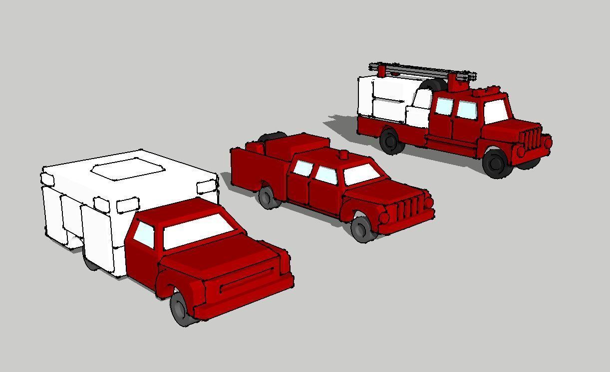 Wildland Fire Engine Truck Set by Outland Models 3D Printable 3D print model_1