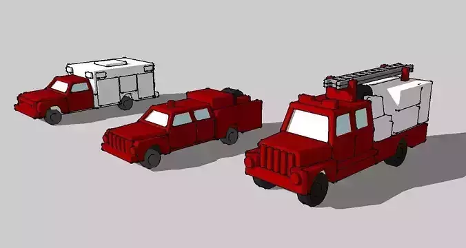 Wildland Fire Engine Truck Set by Outland Models 3D Printable 3D print model