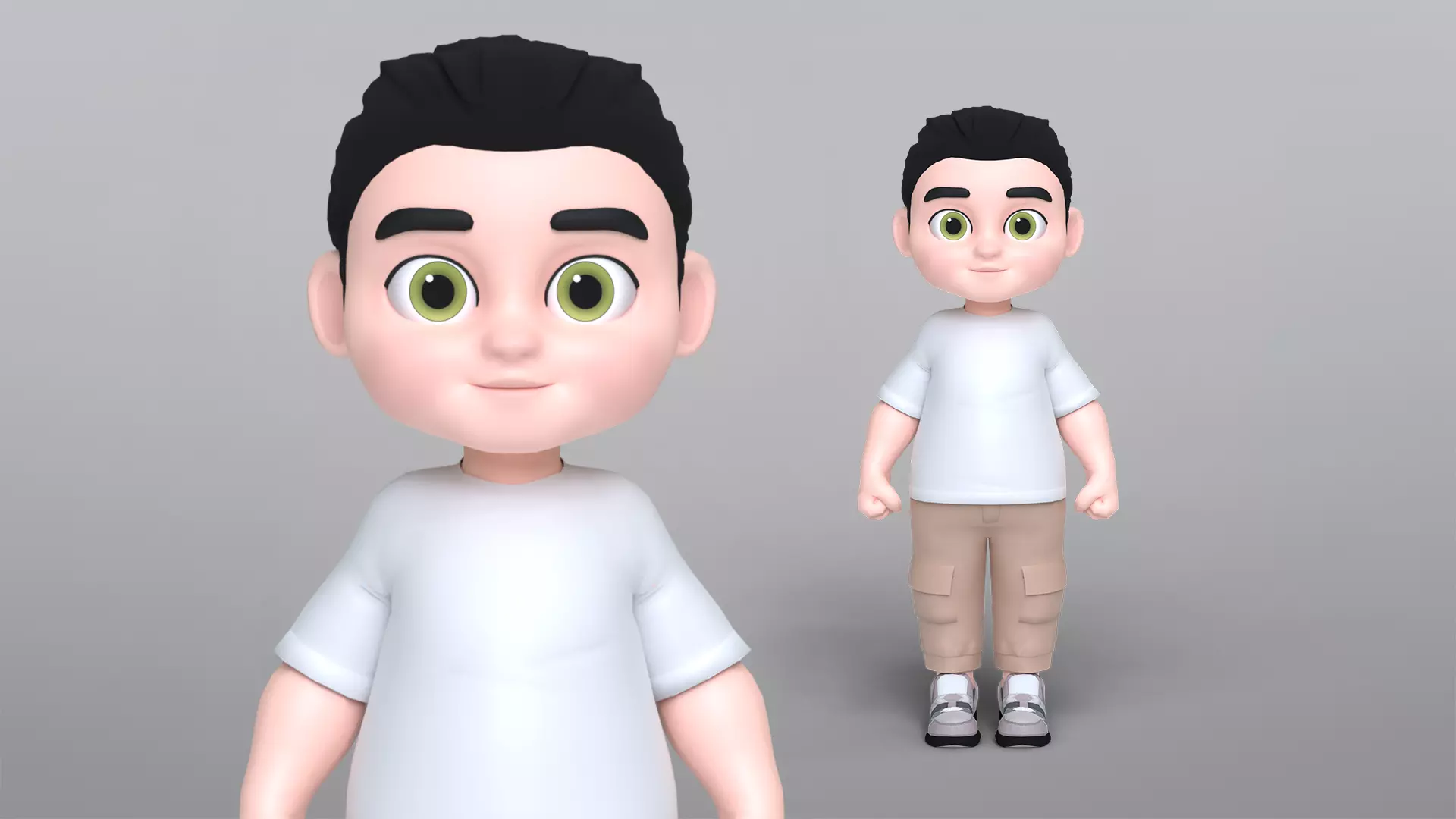 Cartoon Teen Boy Character 2 Low-poly 3D model