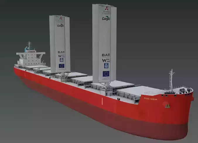Wind-powered bulk carrier vessel 3D model Low-poly 3D model