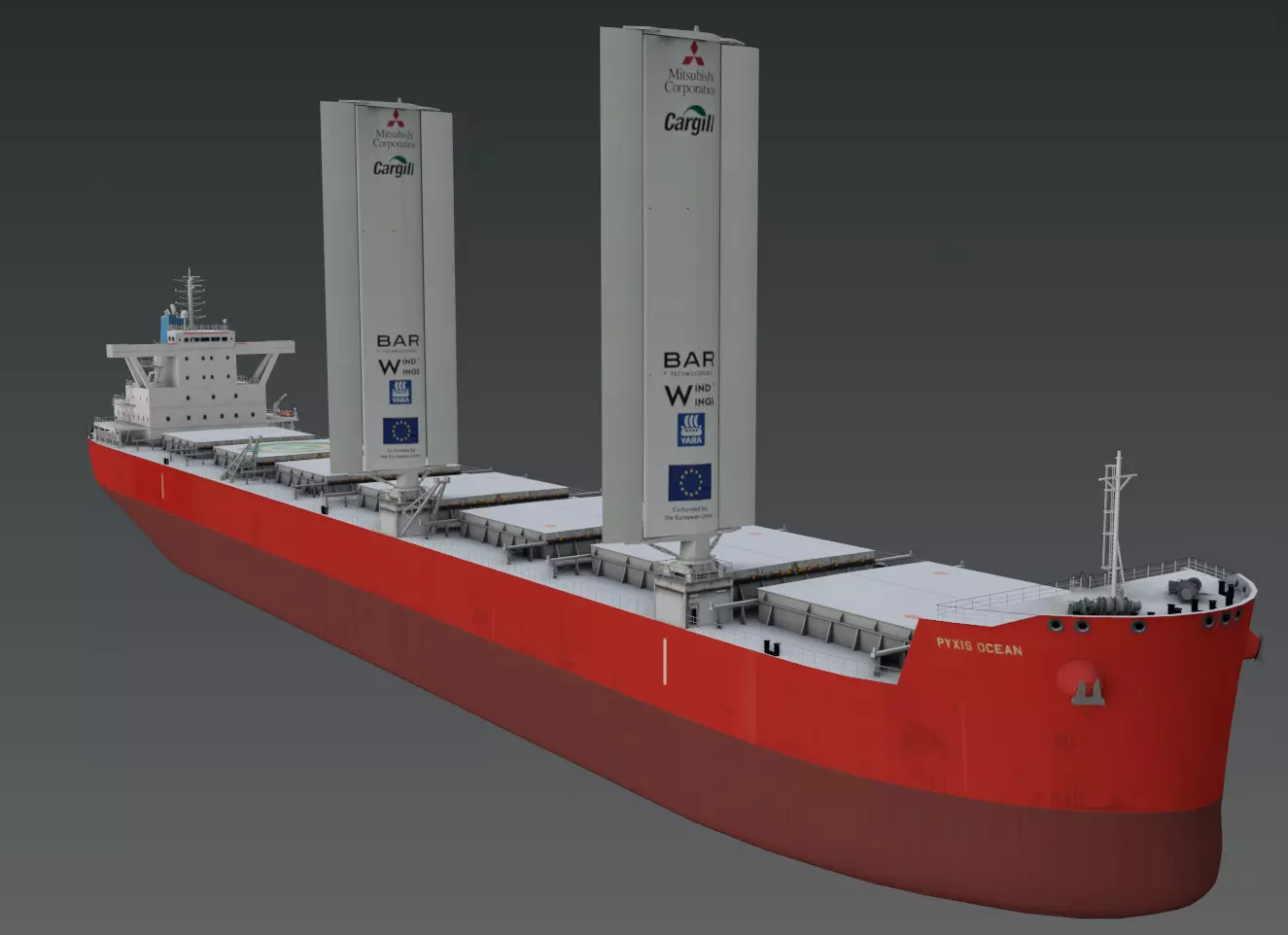 Wind-powered bulk carrier vessel 3D model Low-poly 3D model_0