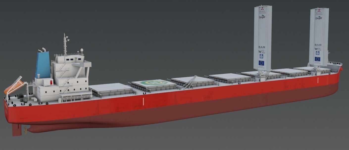 Wind-powered bulk carrier vessel 3D model Low-poly 3D model_3