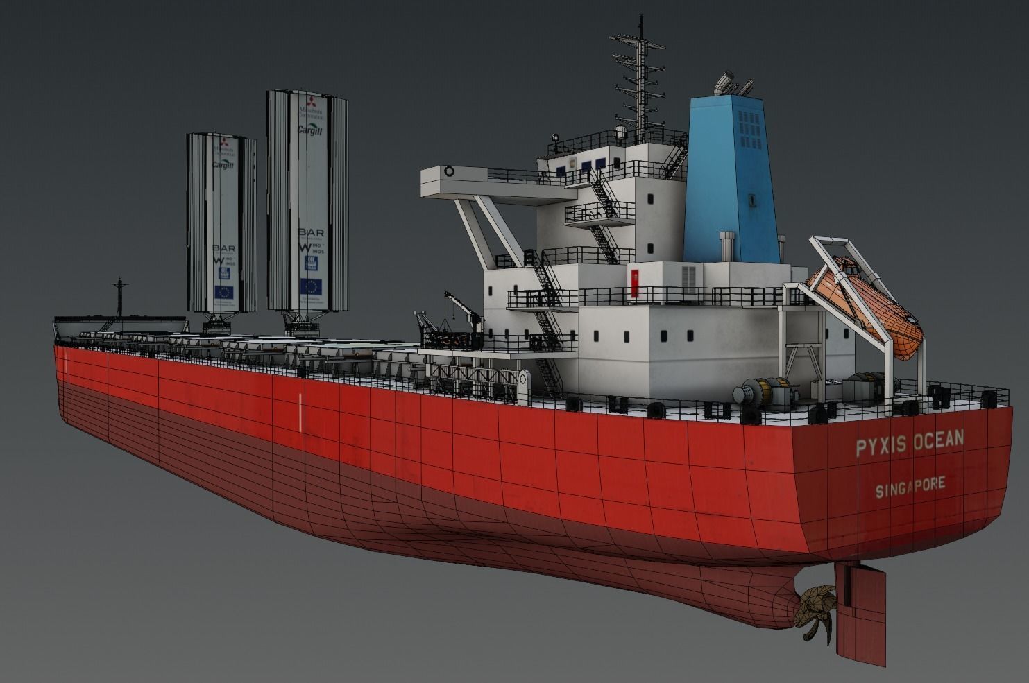 Wind-powered bulk carrier vessel 3D model Low-poly 3D model_2