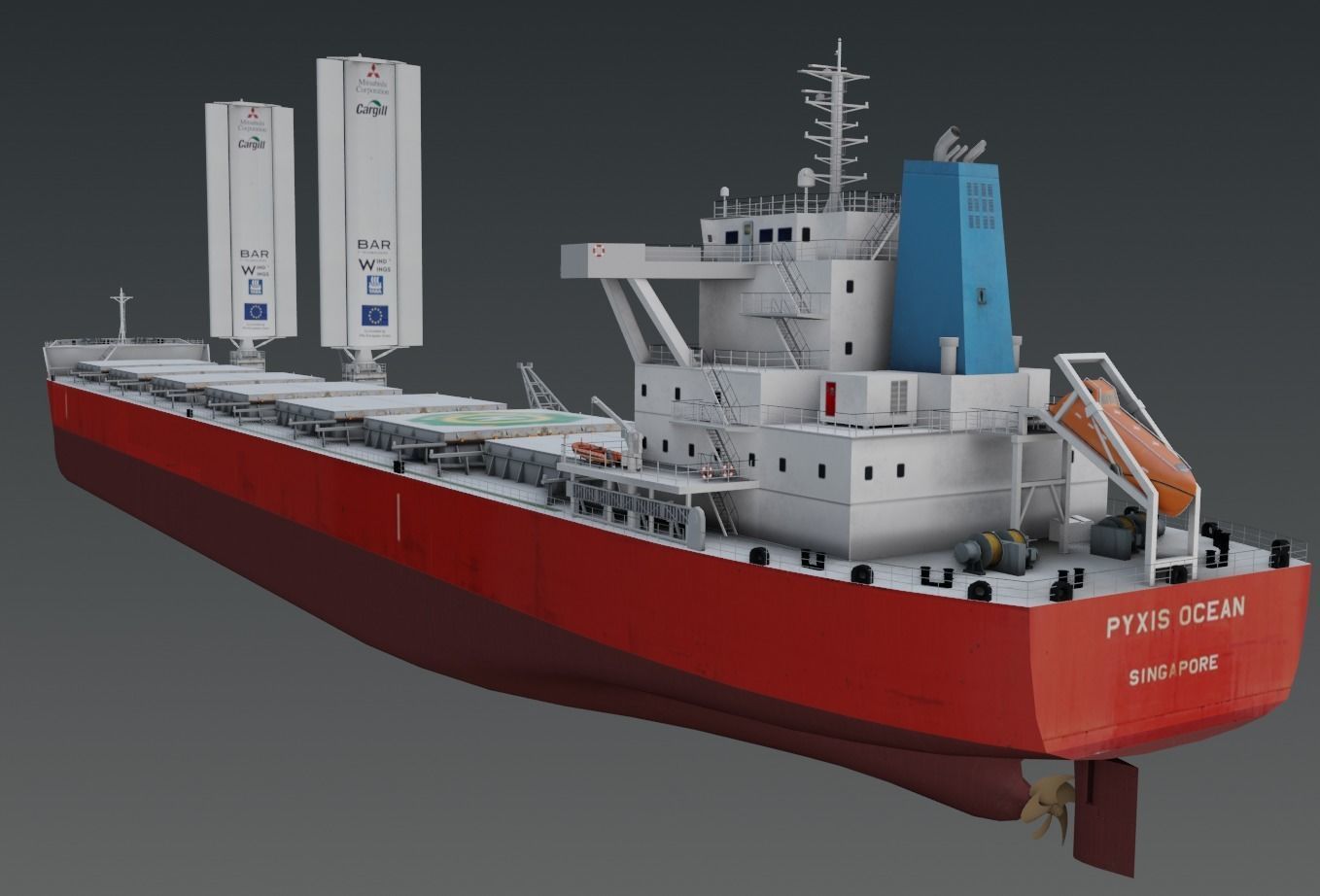 Wind-powered bulk carrier vessel 3D model Low-poly 3D model_5