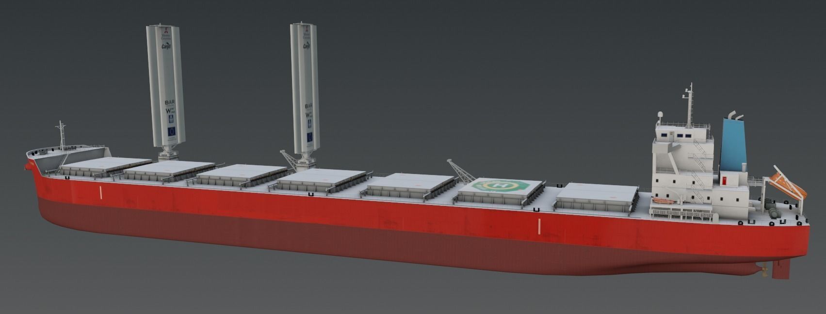 Wind-powered bulk carrier vessel 3D model Low-poly 3D model_8