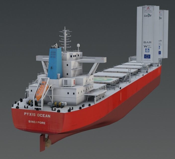 Wind-powered bulk carrier vessel 3D model Low-poly 3D model_4