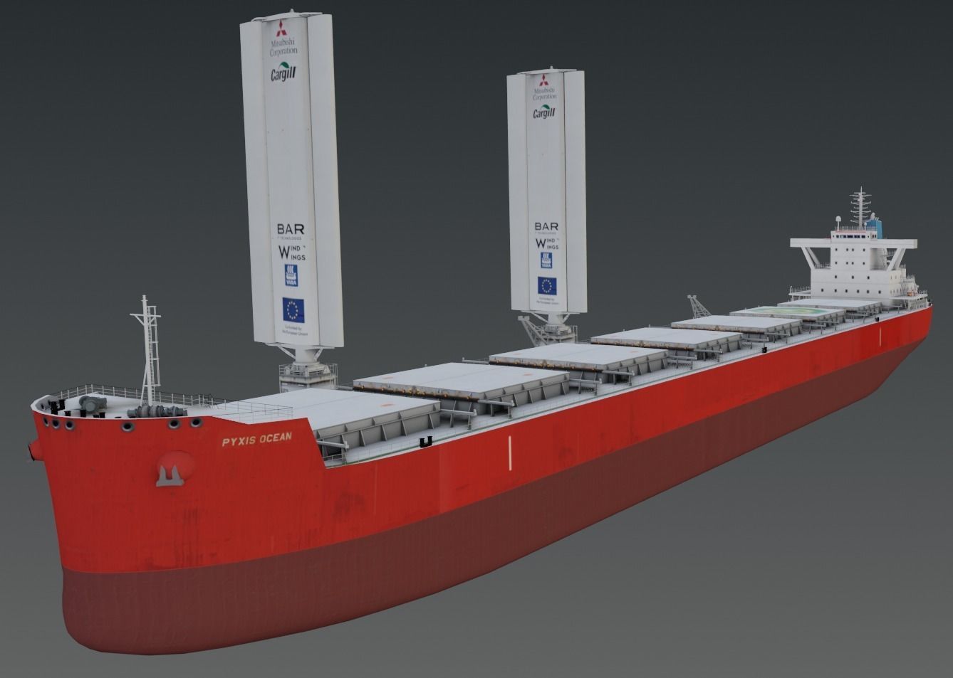 Wind-powered bulk carrier vessel 3D model Low-poly 3D model_6