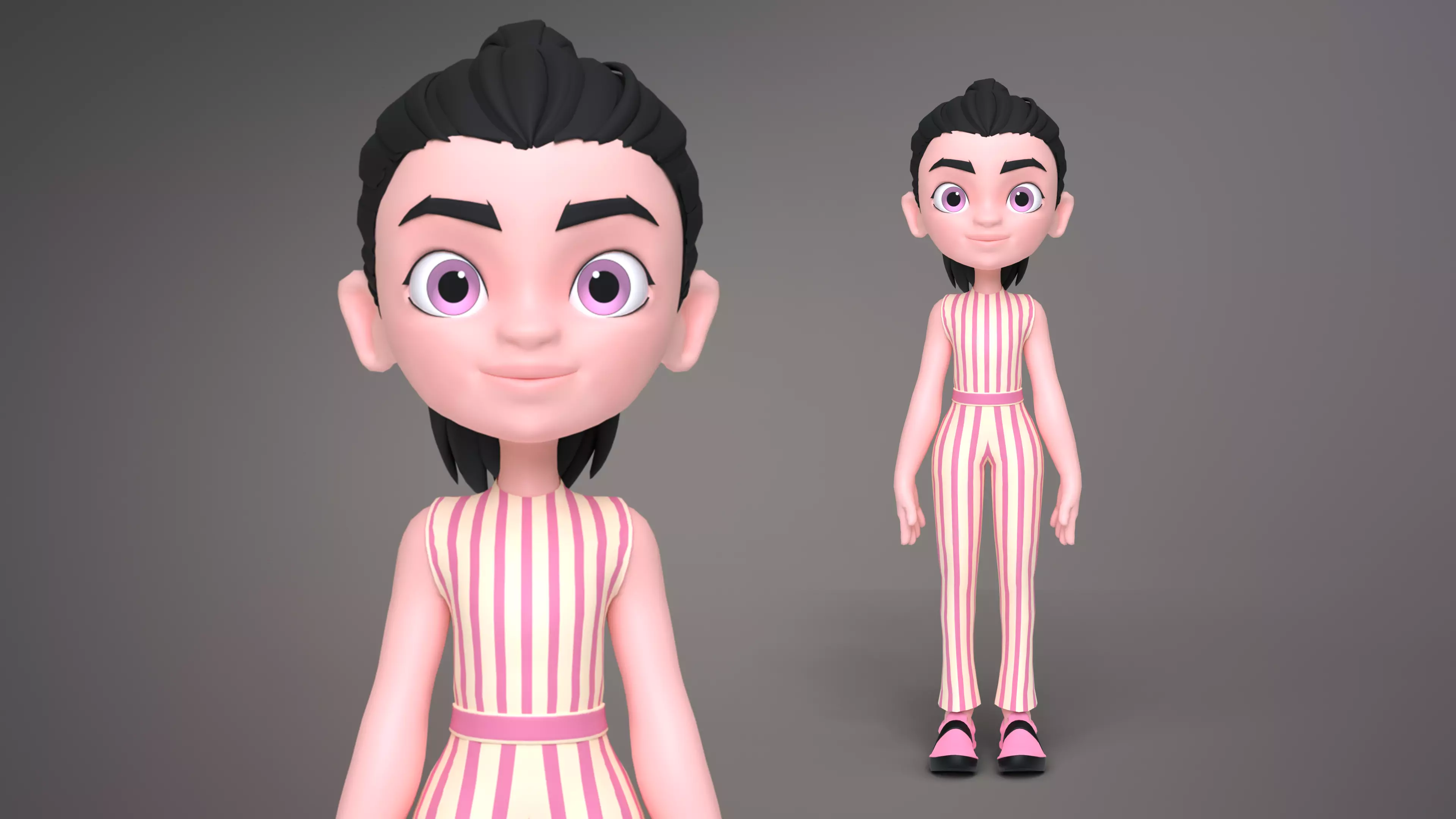 Cartoon Teen Girl Character 3 Low-poly 3D model