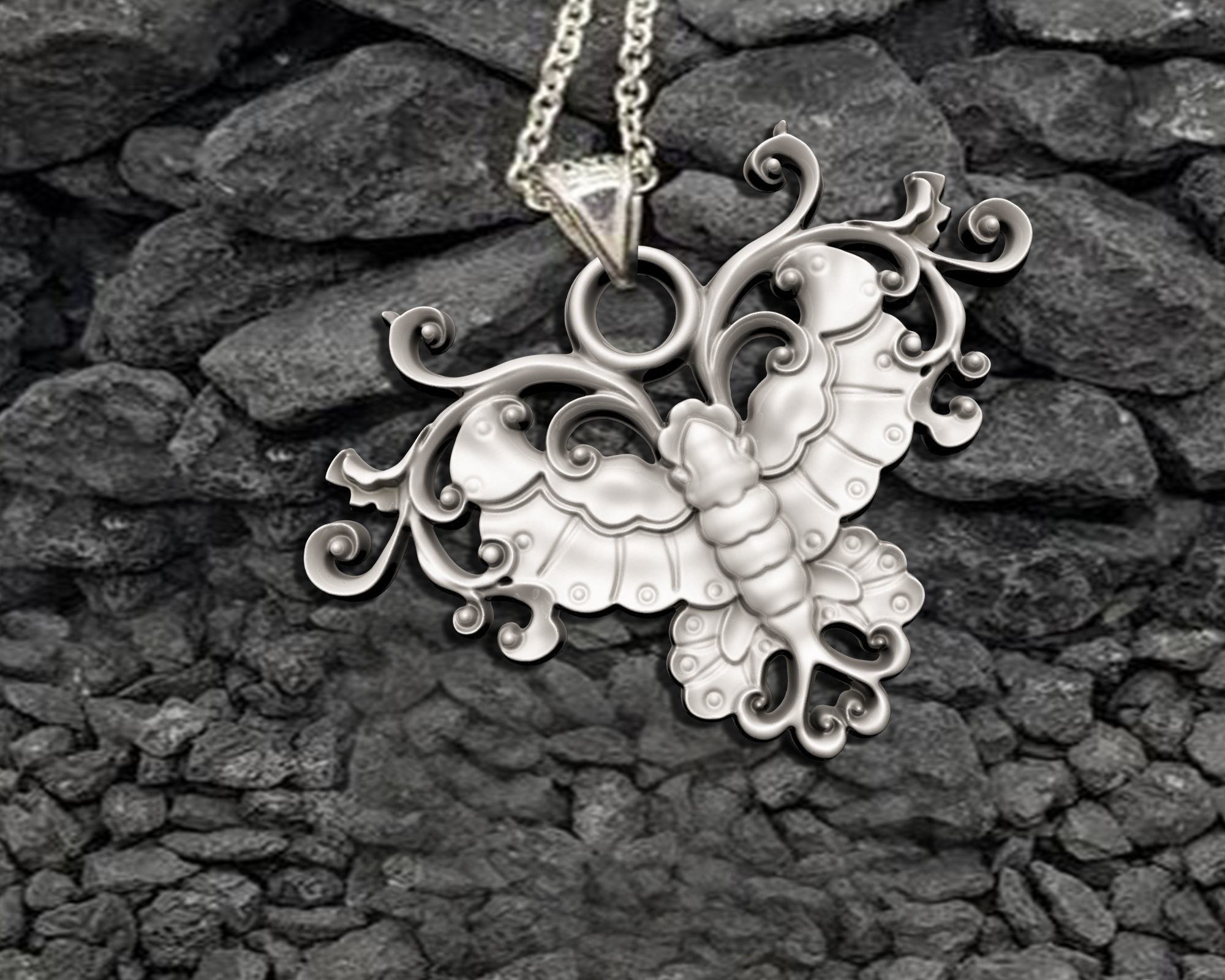  BUTTERFLY PENDANT  3D print model_8