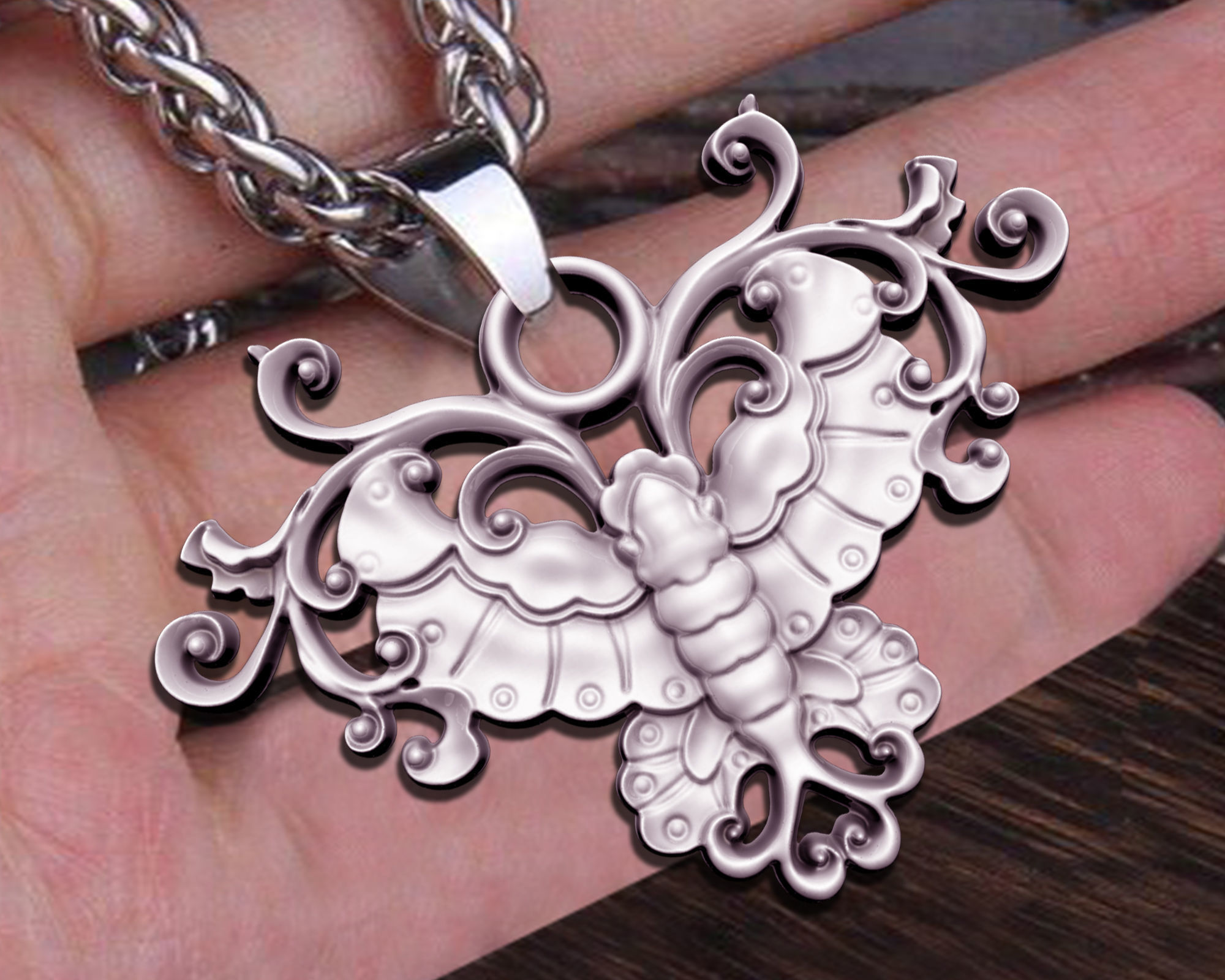  BUTTERFLY PENDANT  3D print model_6