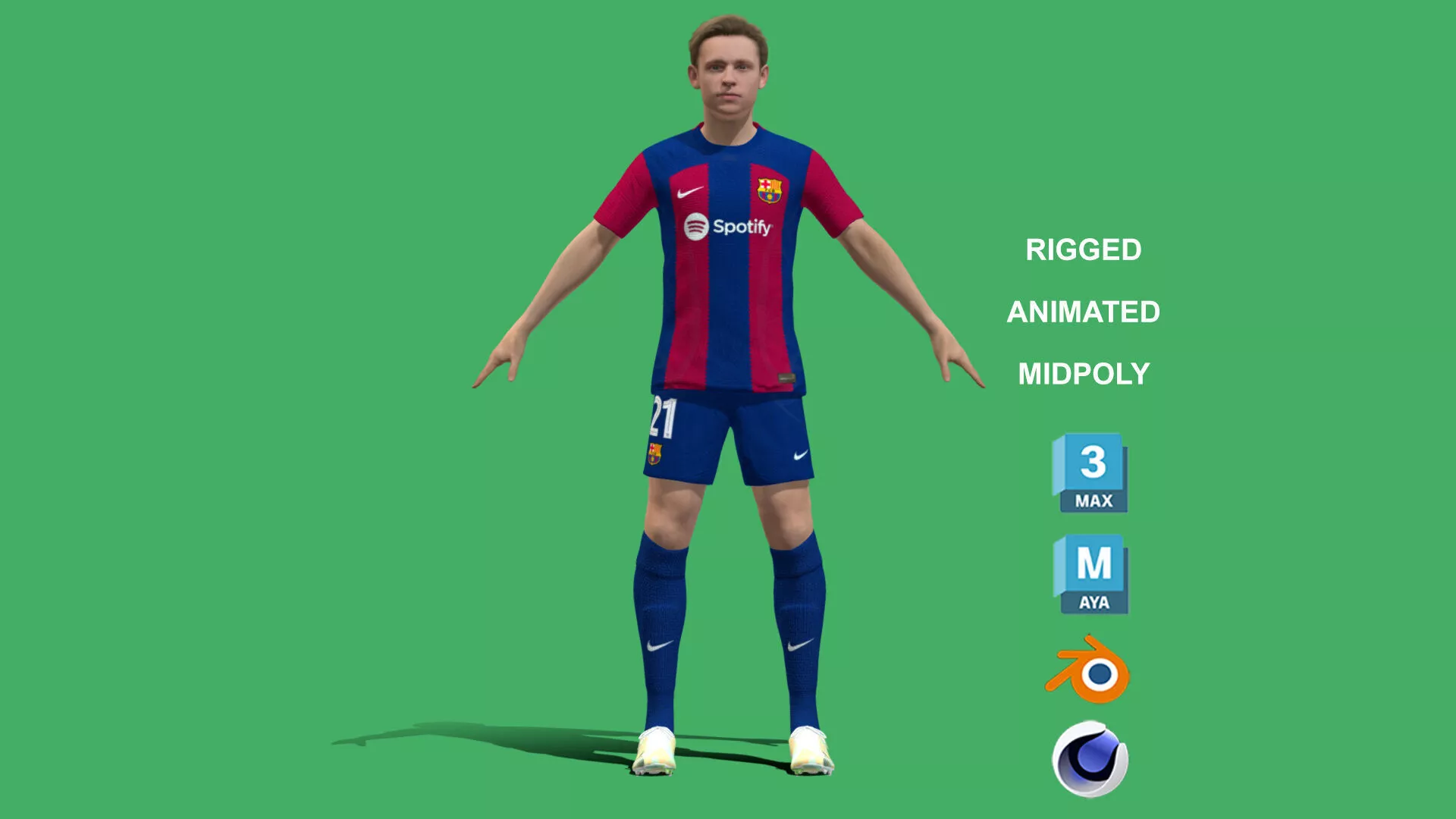 3D Rigged Frenkie de Jong Barcelona 2024 3D model