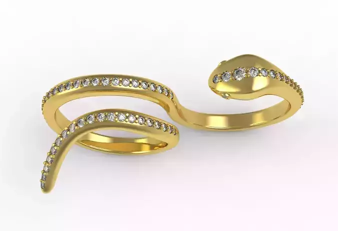 Antique Snake Diamond Two Finger Ring