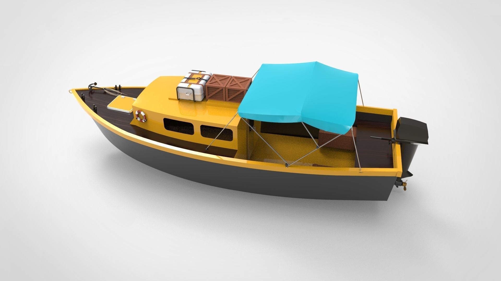 traditional boat 3D model_3