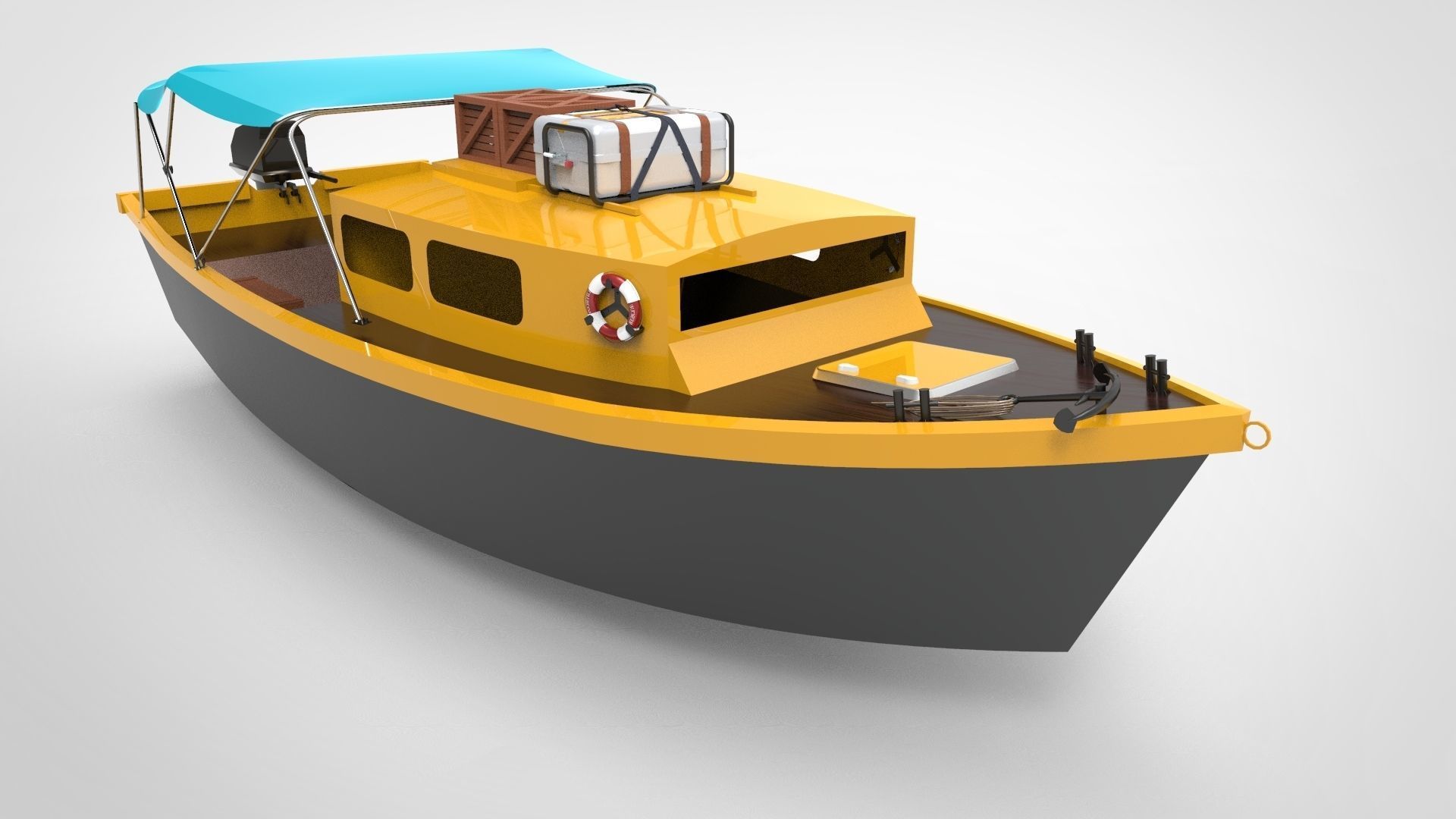 traditional boat 3D model_2