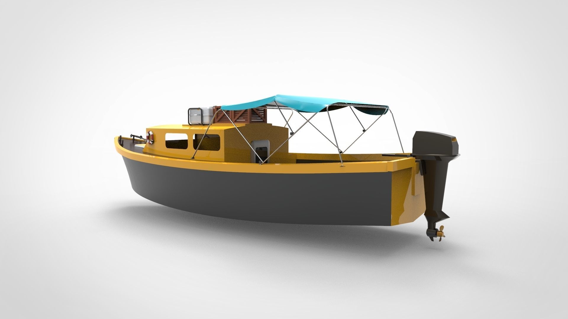 traditional boat 3D model_5