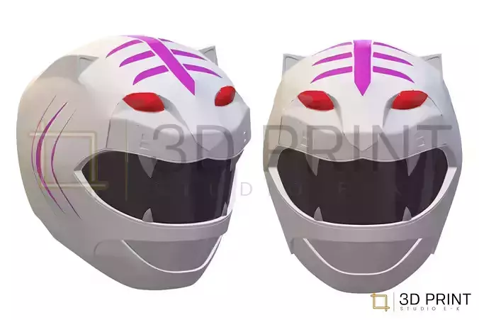 Power Rangers Wild Force White Ranger helmet 3D print model Power Rangers Wild Force White Ranger helmet 3D print model