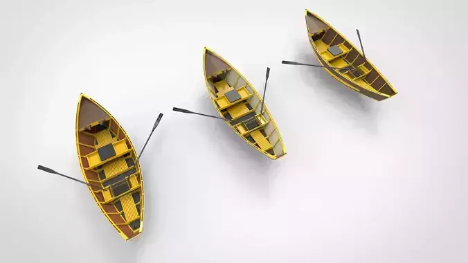 Traditional wooden boats 3D model
