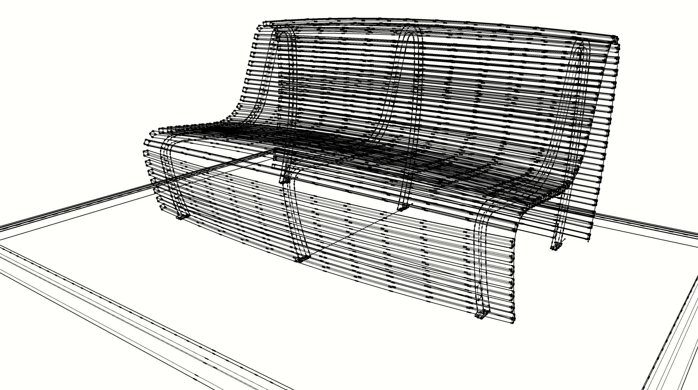 Stick Wood Bench 3D model_8