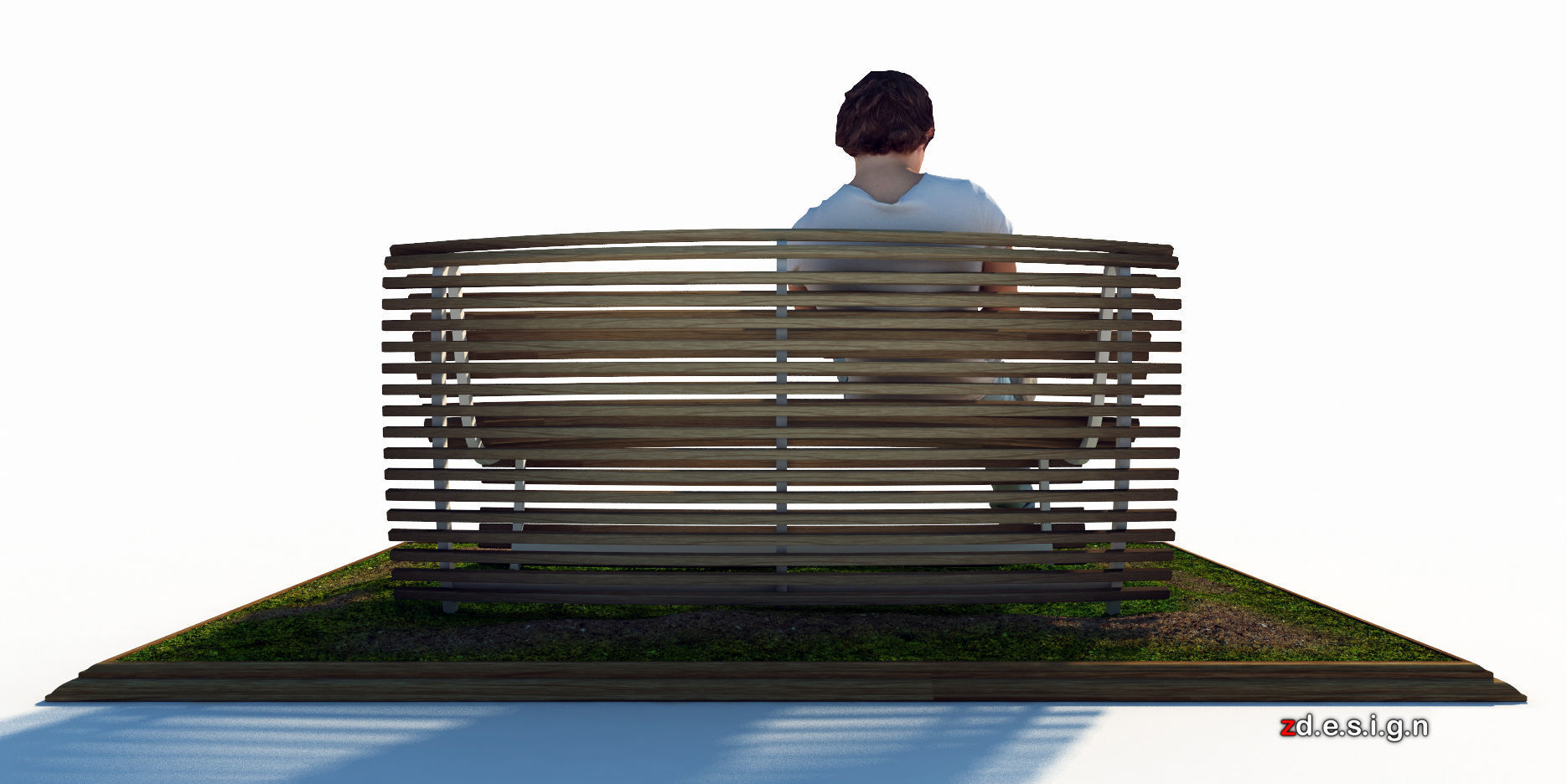 Stick Wood Bench 3D model_6