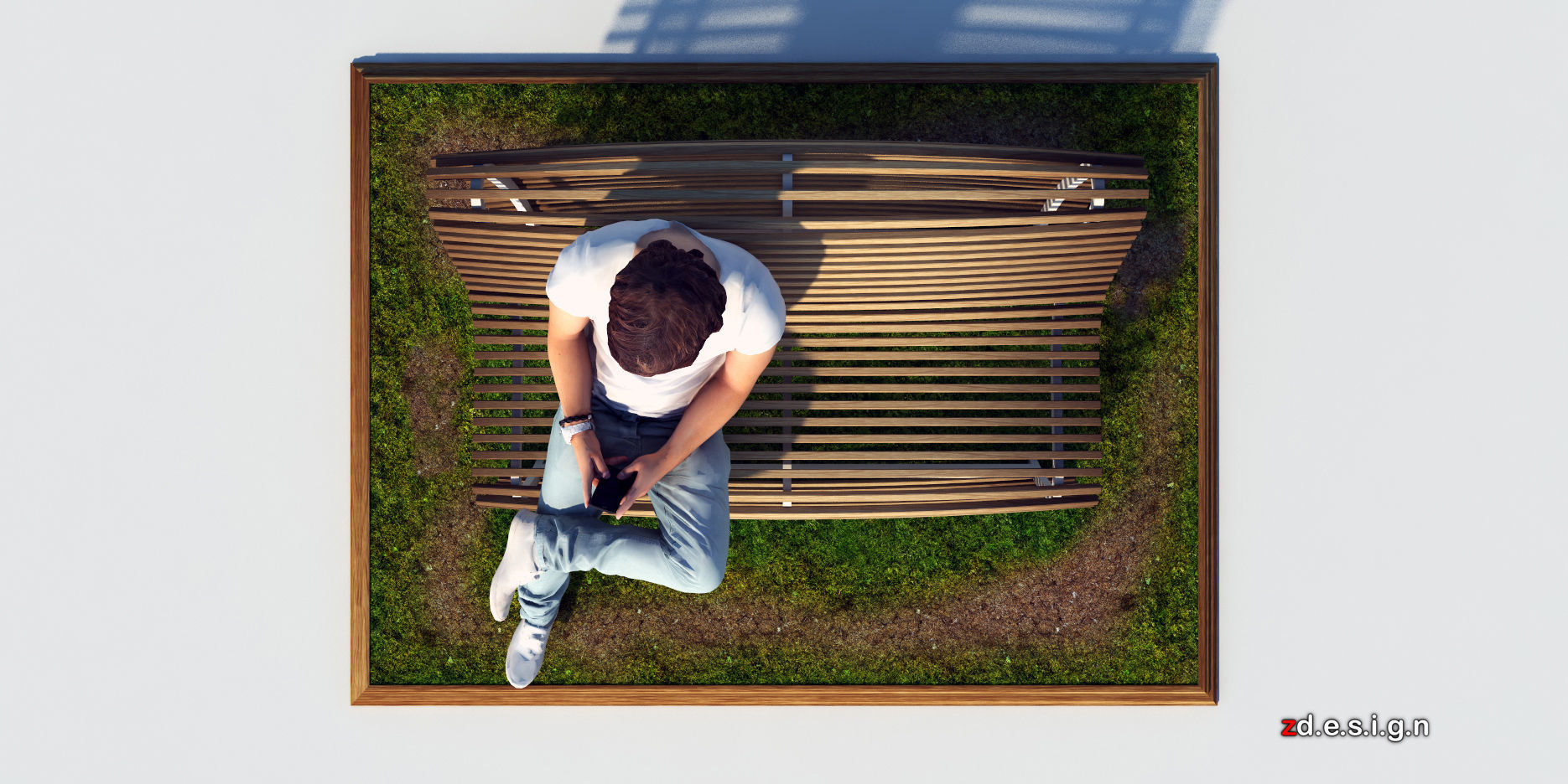 Stick Wood Bench 3D model_2