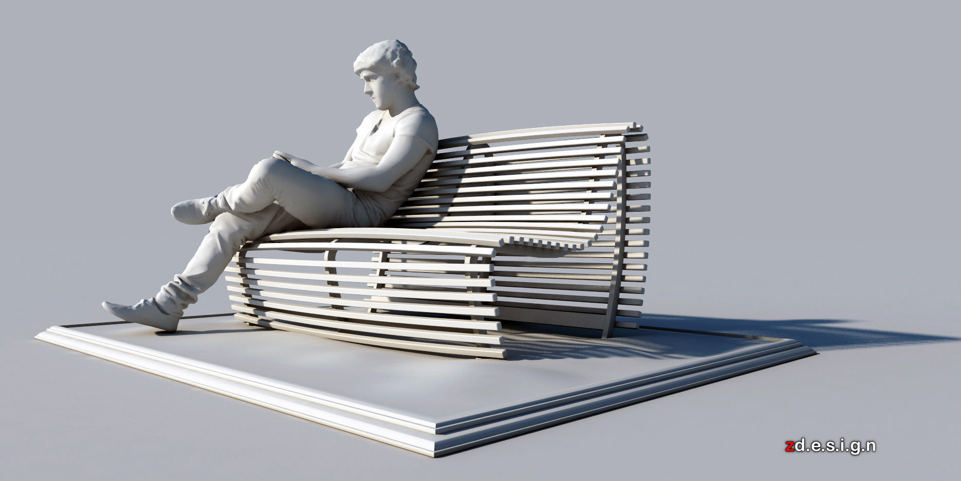 Stick Wood Bench 3D model_1