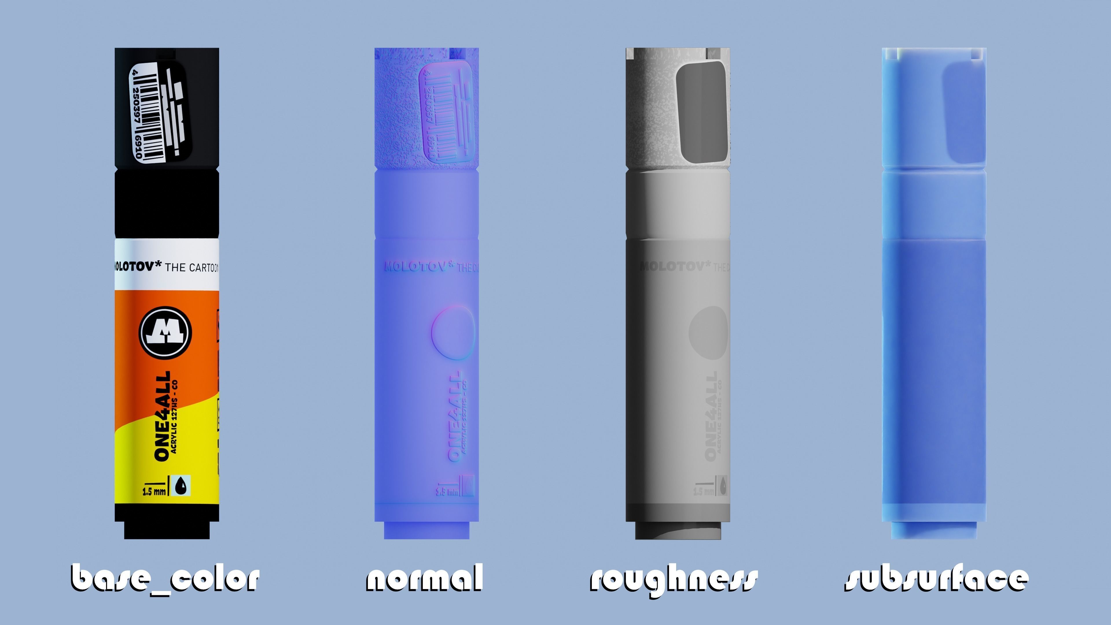 Marker MOLOTOW - the cartoon asset Low-poly 3D model_2