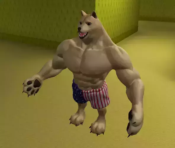 Buff Doge - Game ready Character Low-poly 3D model