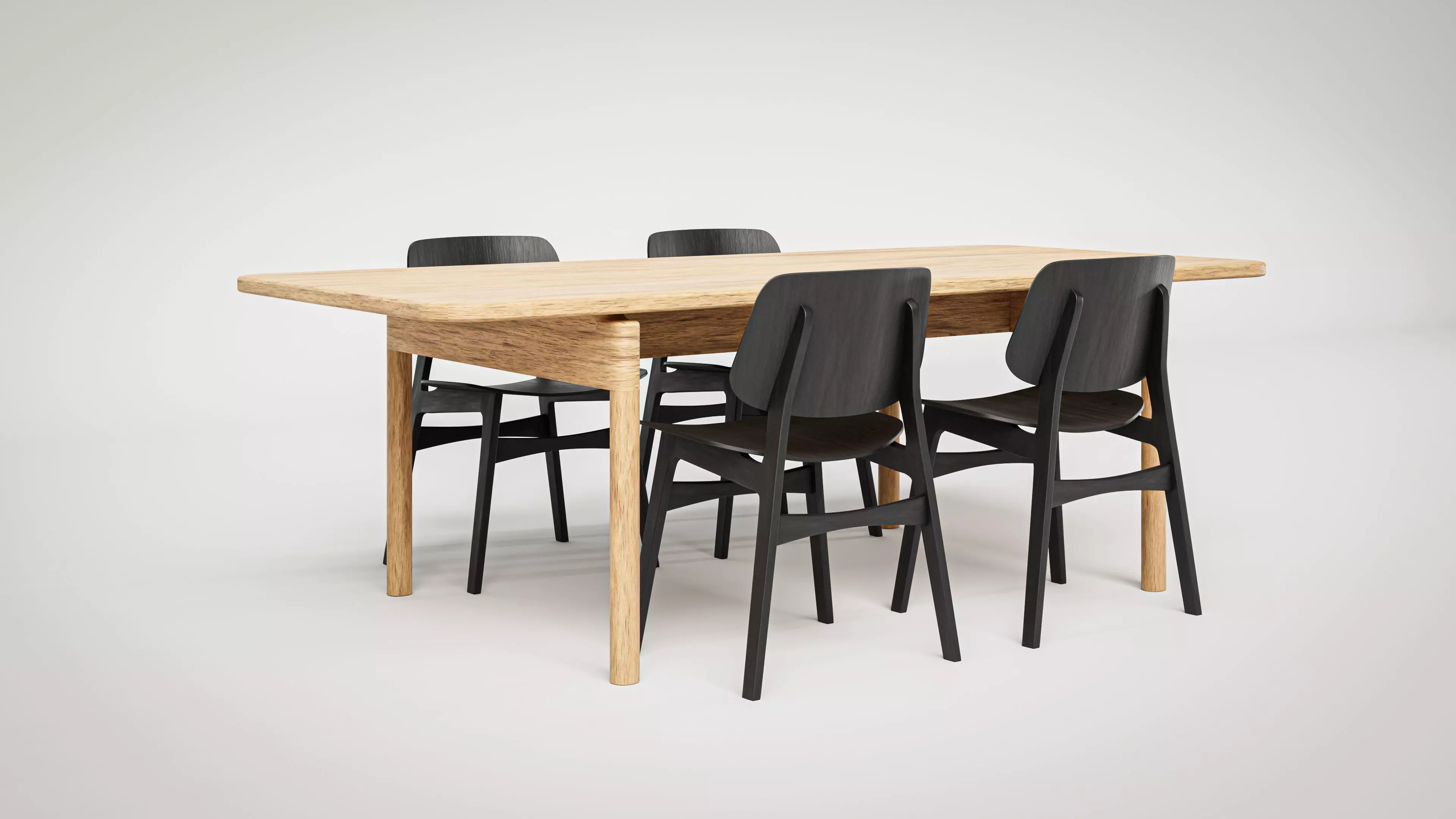 Fredericia Table with chairs 3D model