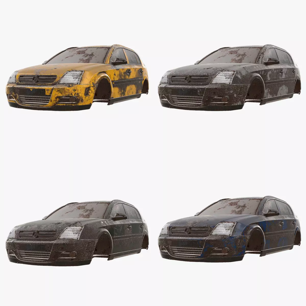 8k abandoned cars destroyed vehicles Low-poly 3D model_0
